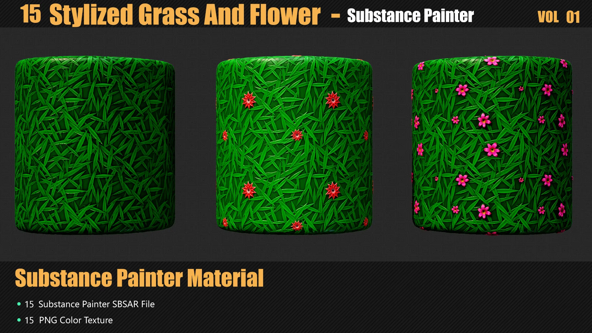 15 Stylized Grass And Flower Materials In Substance Painter