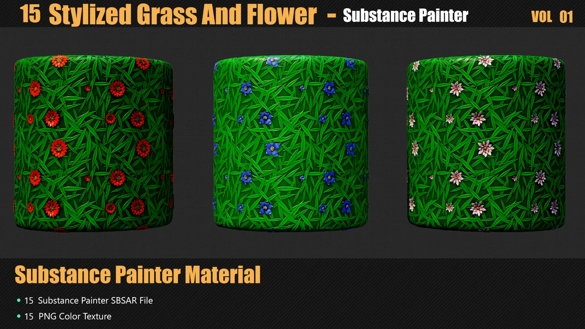 15 Stylized Grass And Flower Materials In Substance Painter