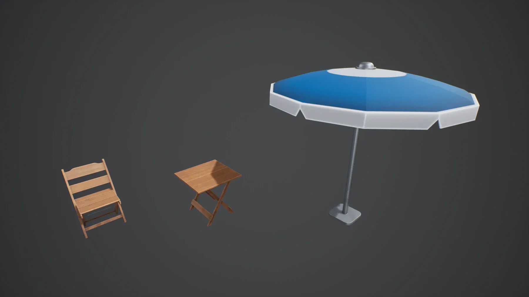 Stylized Chair, Table and Umbrella