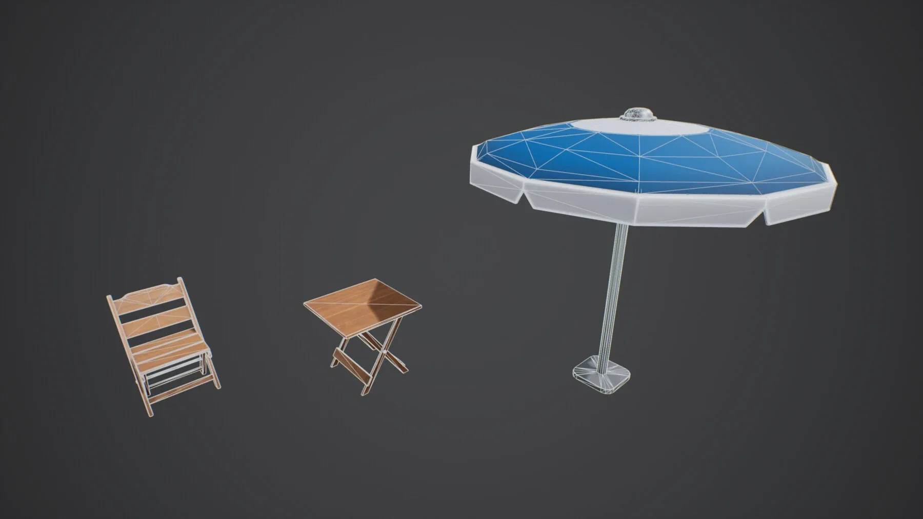 Stylized Chair, Table and Umbrella