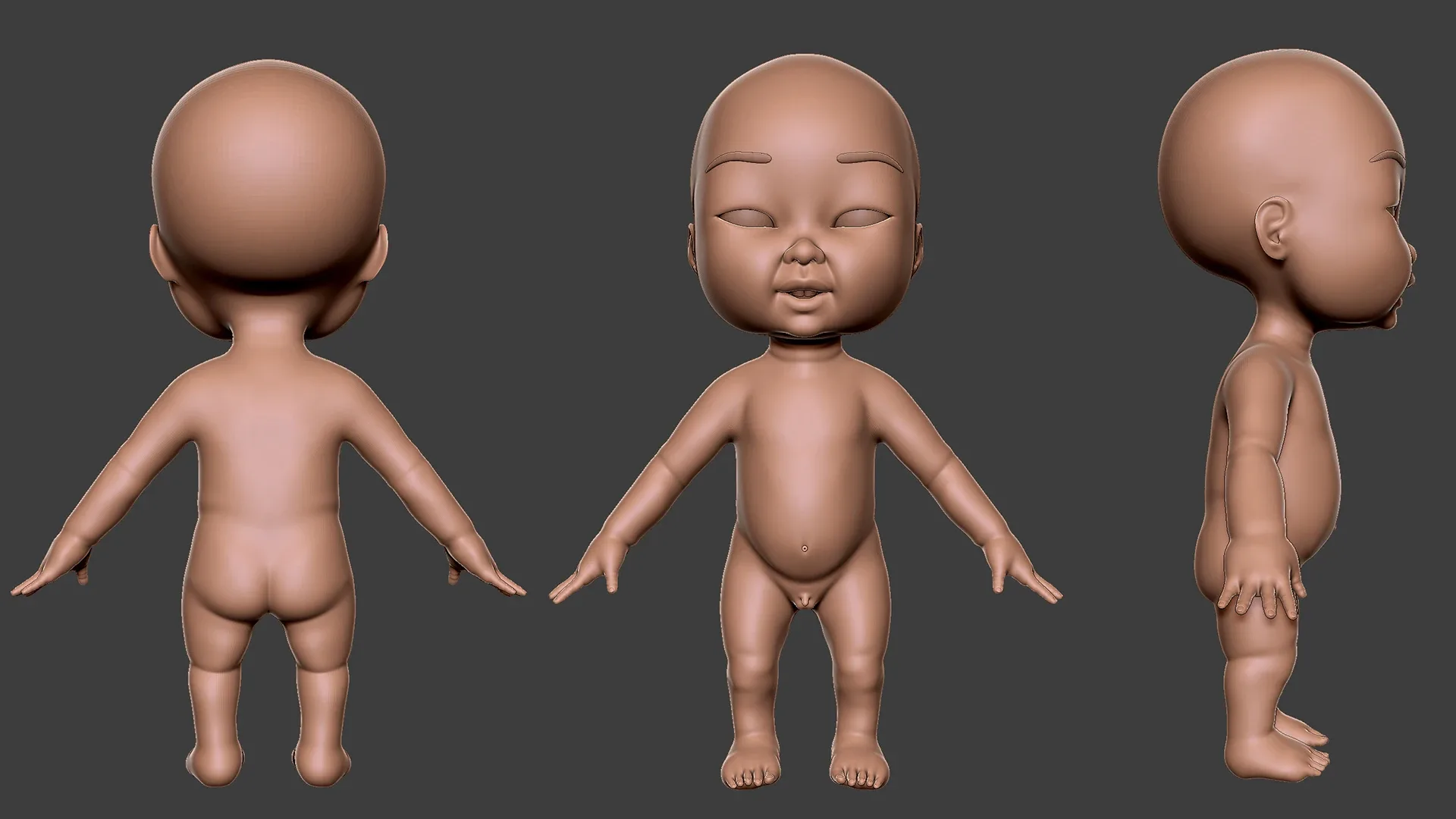 Blender- Baby Anatomy BaseMesh - Topology + UV Map