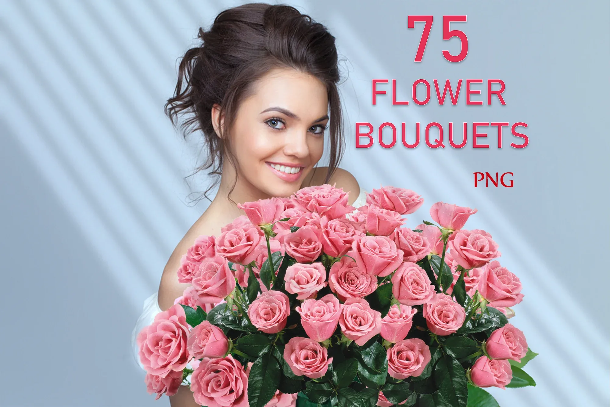 75 Flower Bouquets, Digital Spring Bouquet, Rose flower Clip Art, Floral season, Tulip real flowers, Snowdrop Photoshop overlays, PNG files
