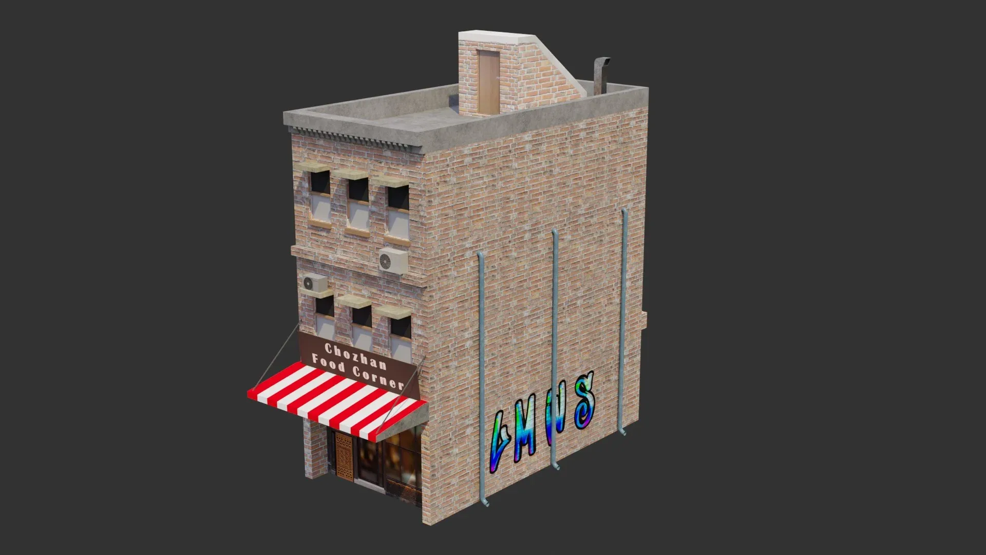 Commercial Building - Low Poly - Game Ready - PBR