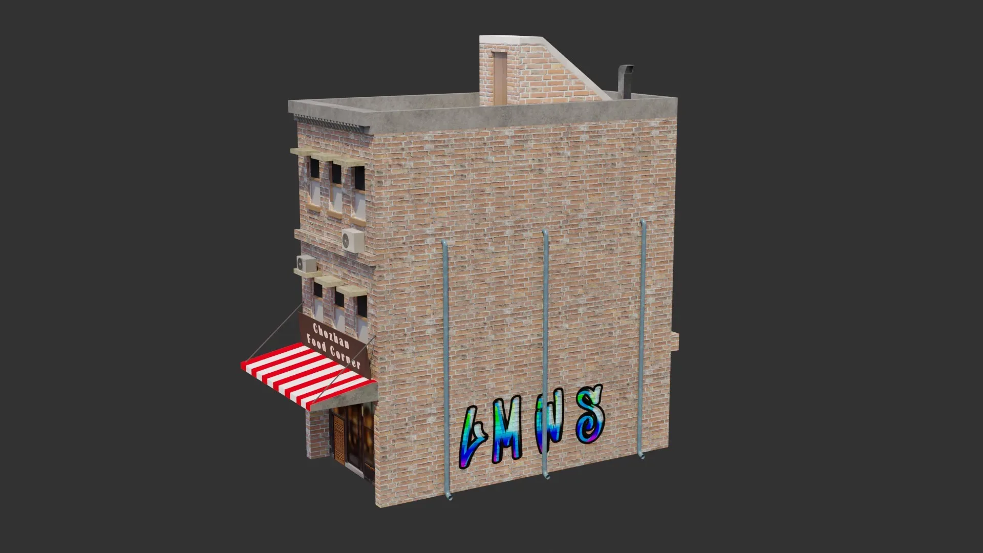 Commercial Building - Low Poly - Game Ready - PBR