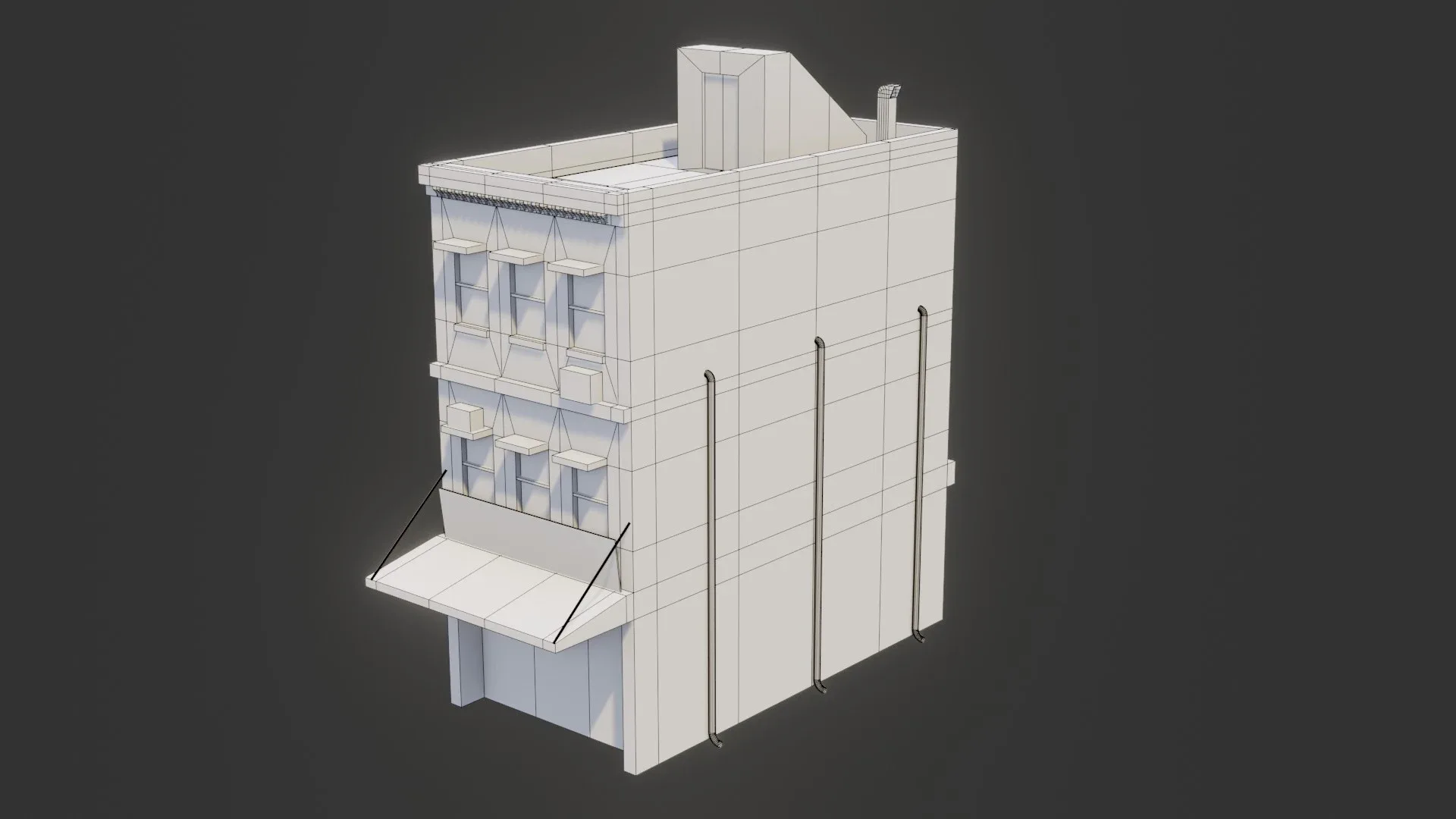 Commercial Building - Low Poly - Game Ready - PBR