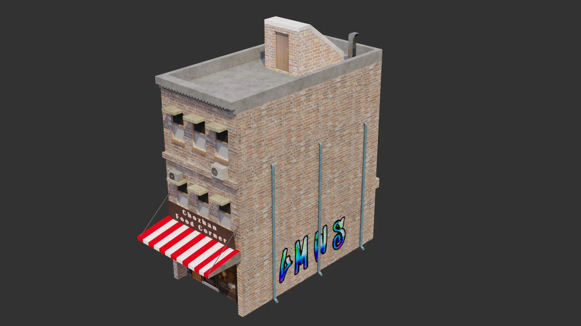 Commercial Building - Low Poly - Game Ready - PBR