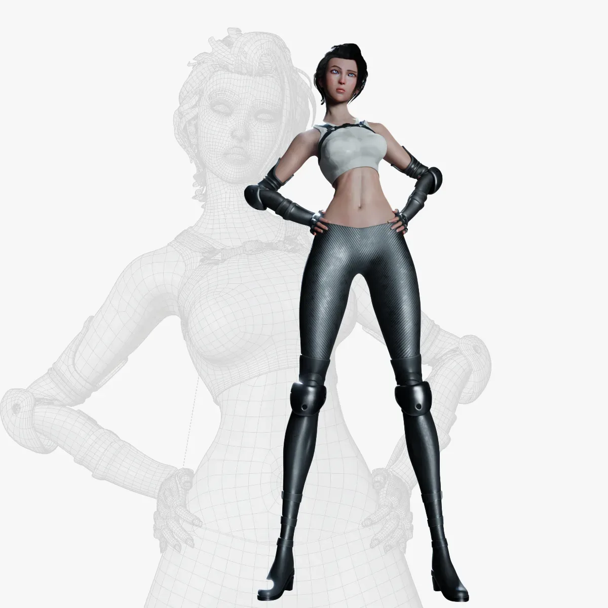 Super heroine model - stylized female rigged character for blender