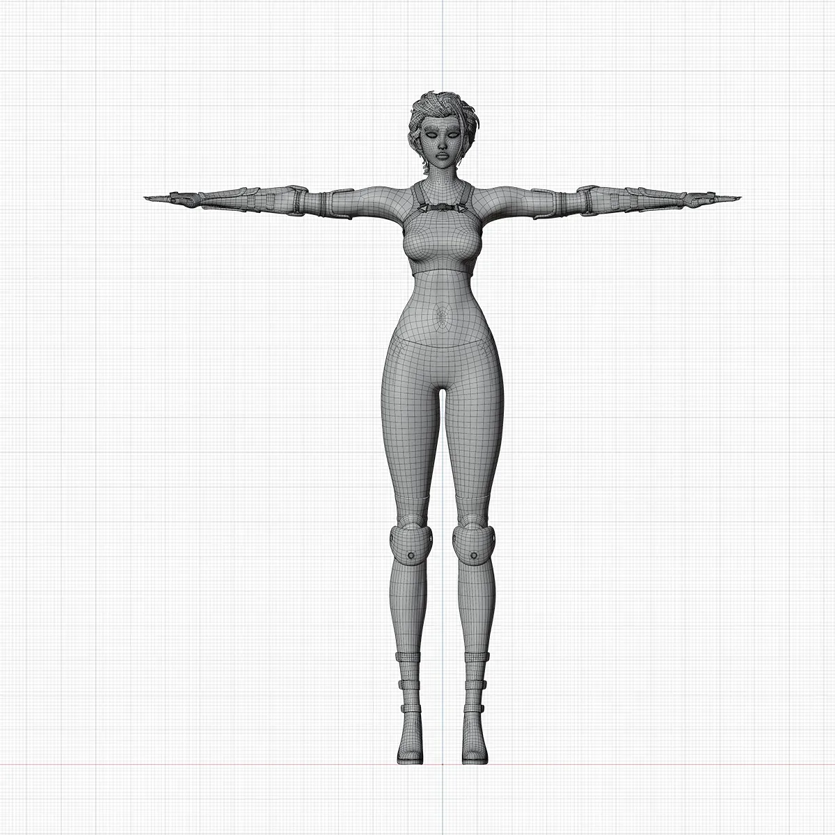 Super heroine model - stylized female rigged character for blender