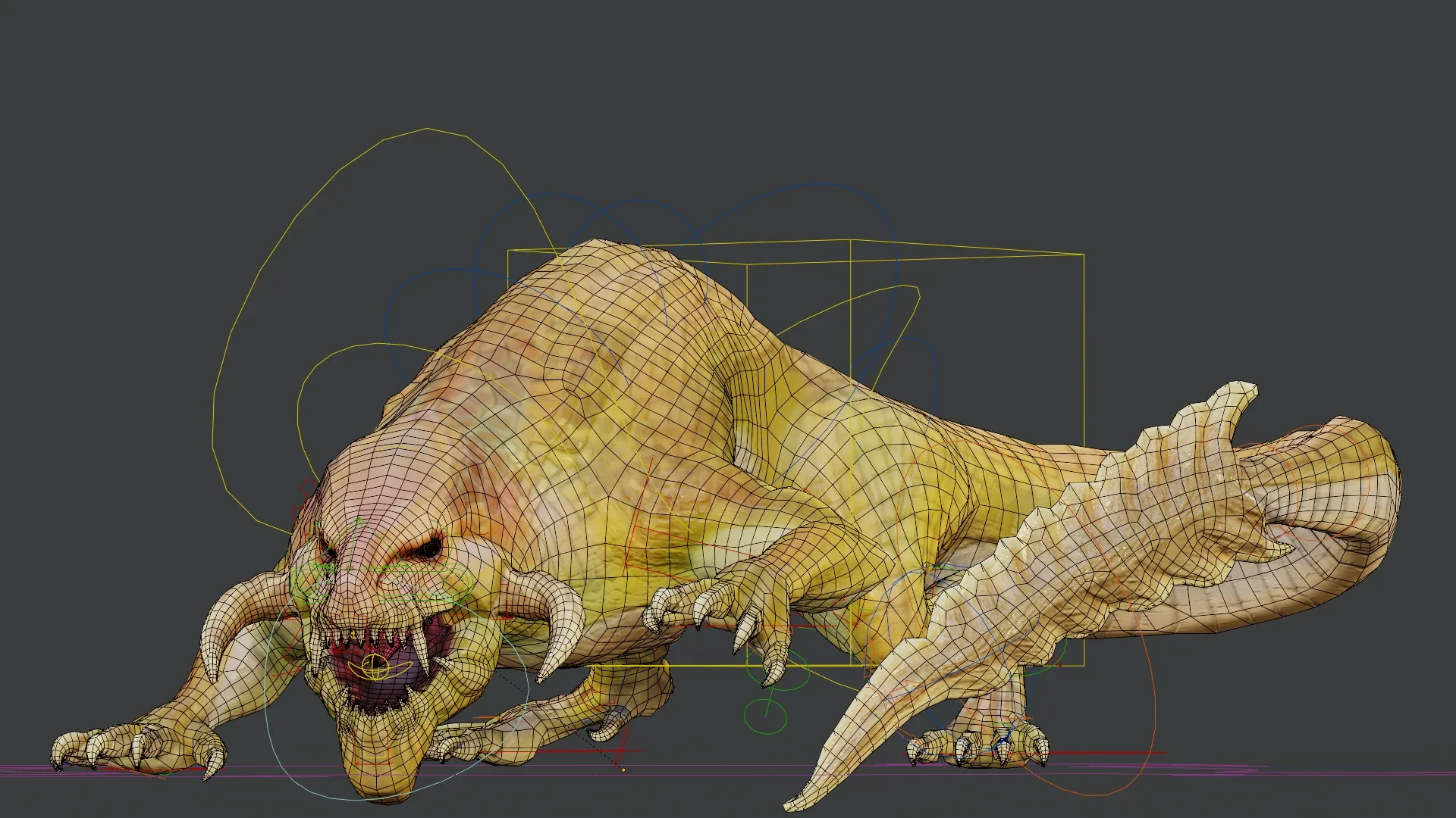 Earth dragon model - reptile monster rigged creature for Blender