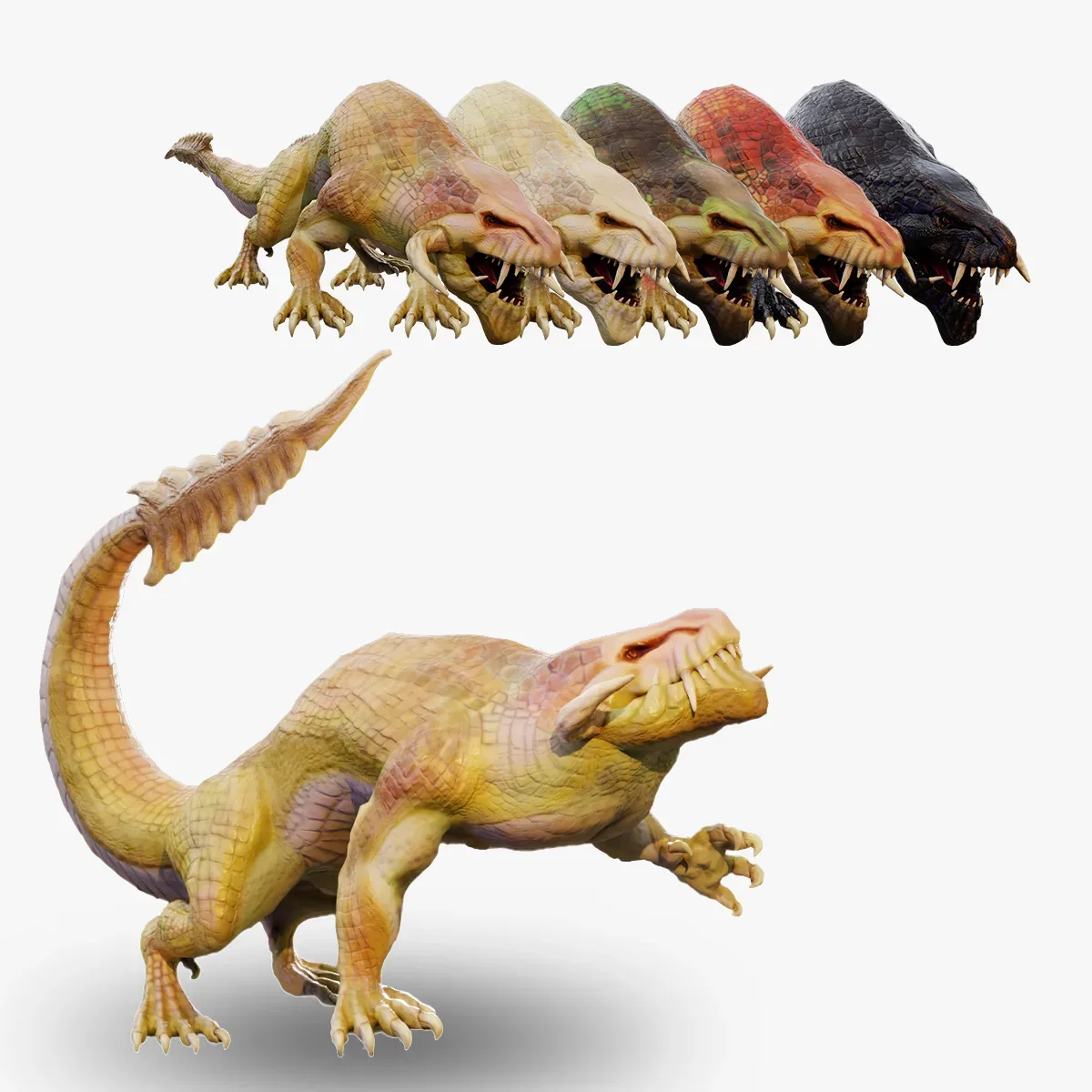 Earth dragon model - reptile monster rigged creature for Blender