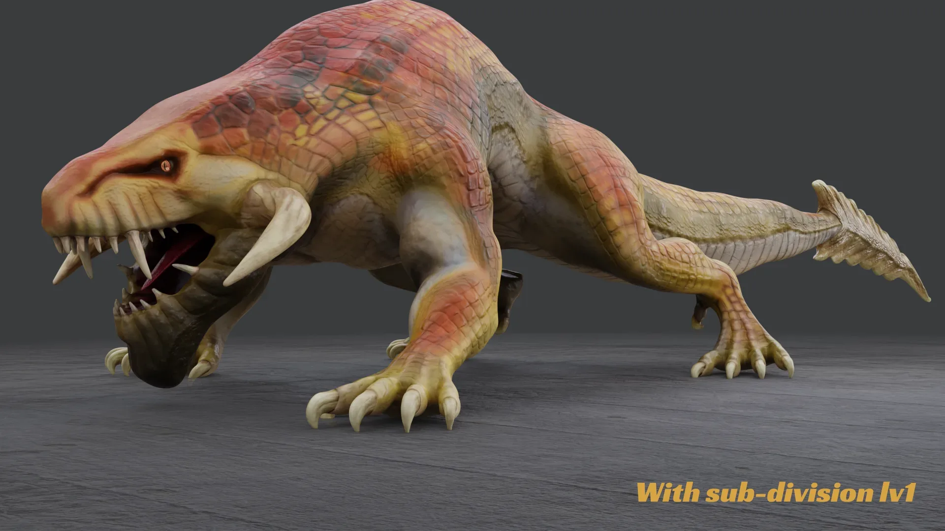 Earth dragon model - reptile monster rigged creature for Blender