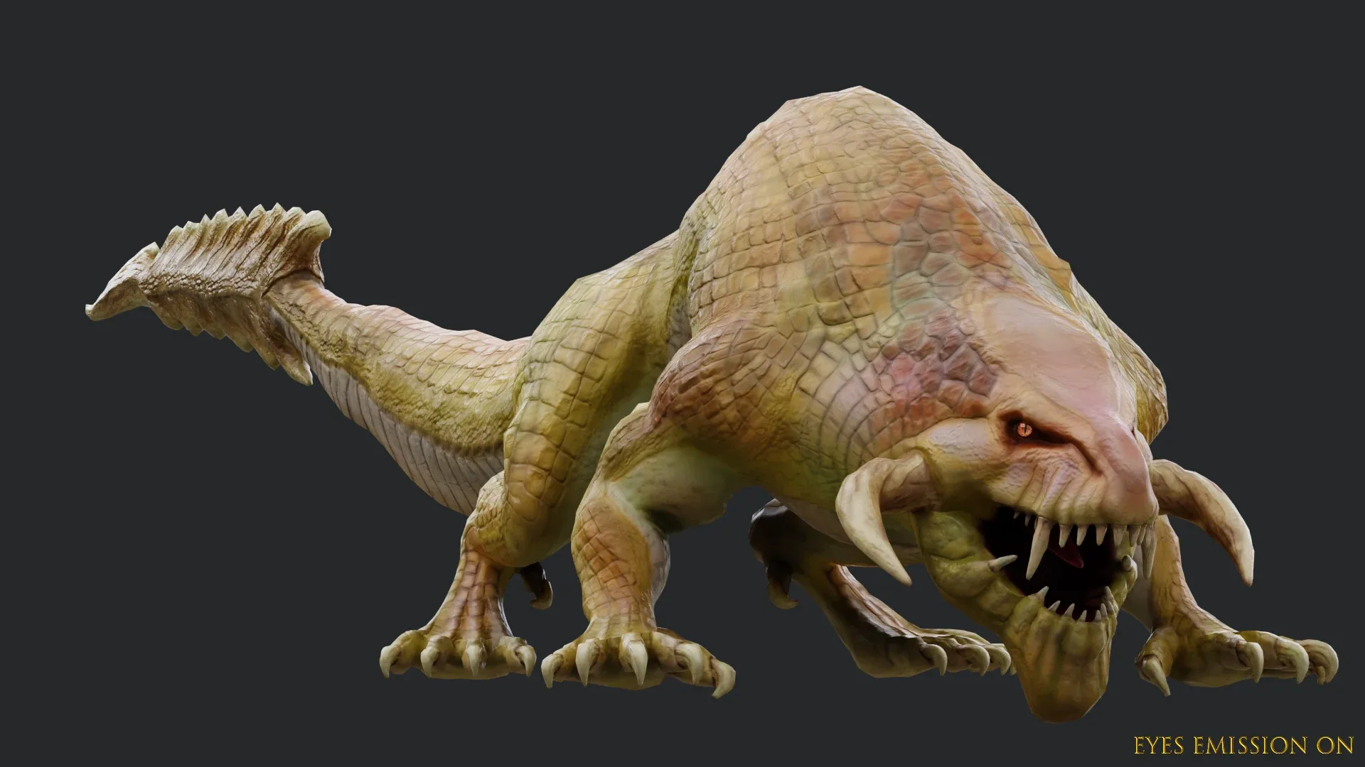 Earth dragon model - reptile monster rigged creature for Blender