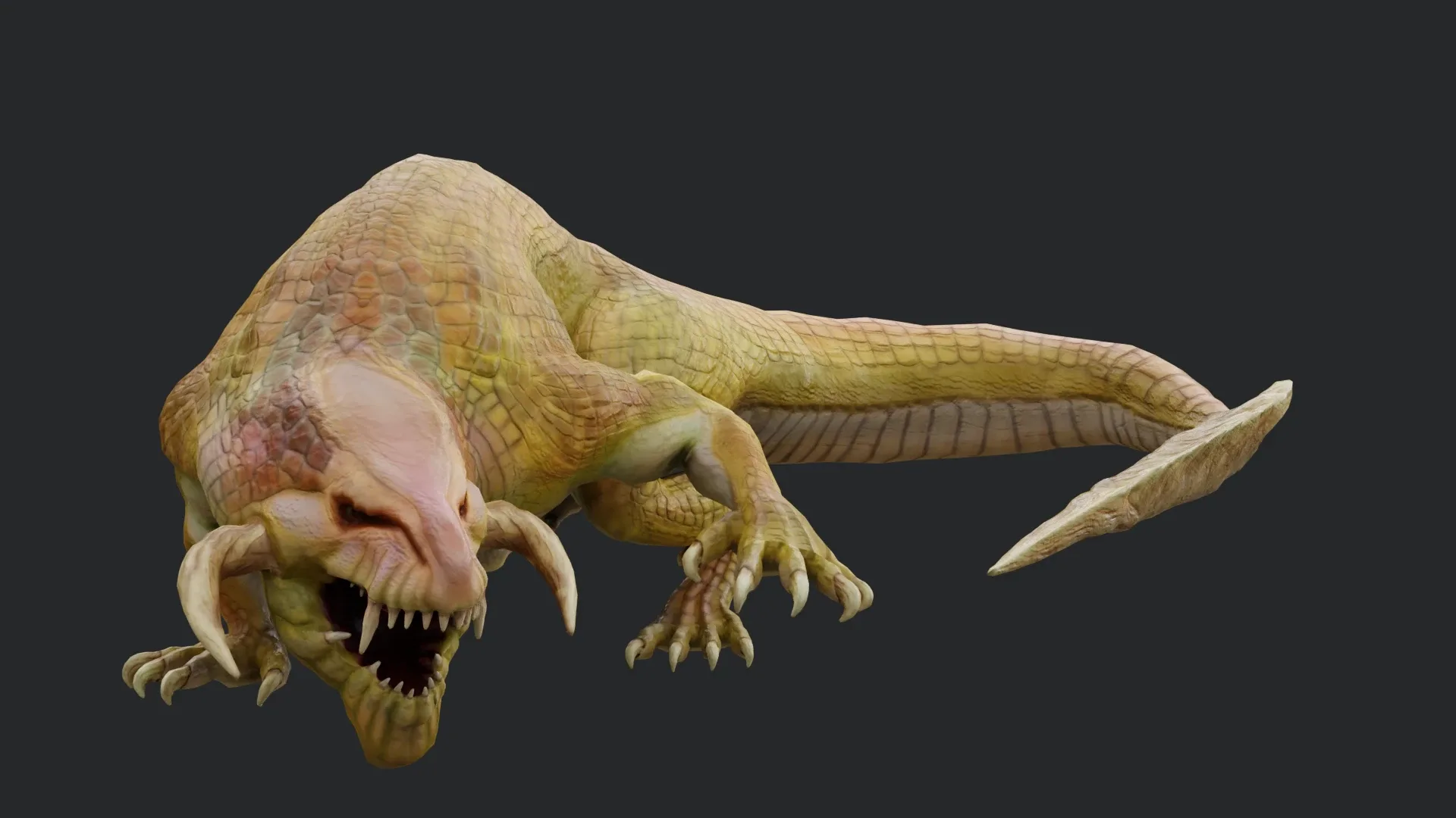 Earth dragon model - reptile monster rigged creature for Blender