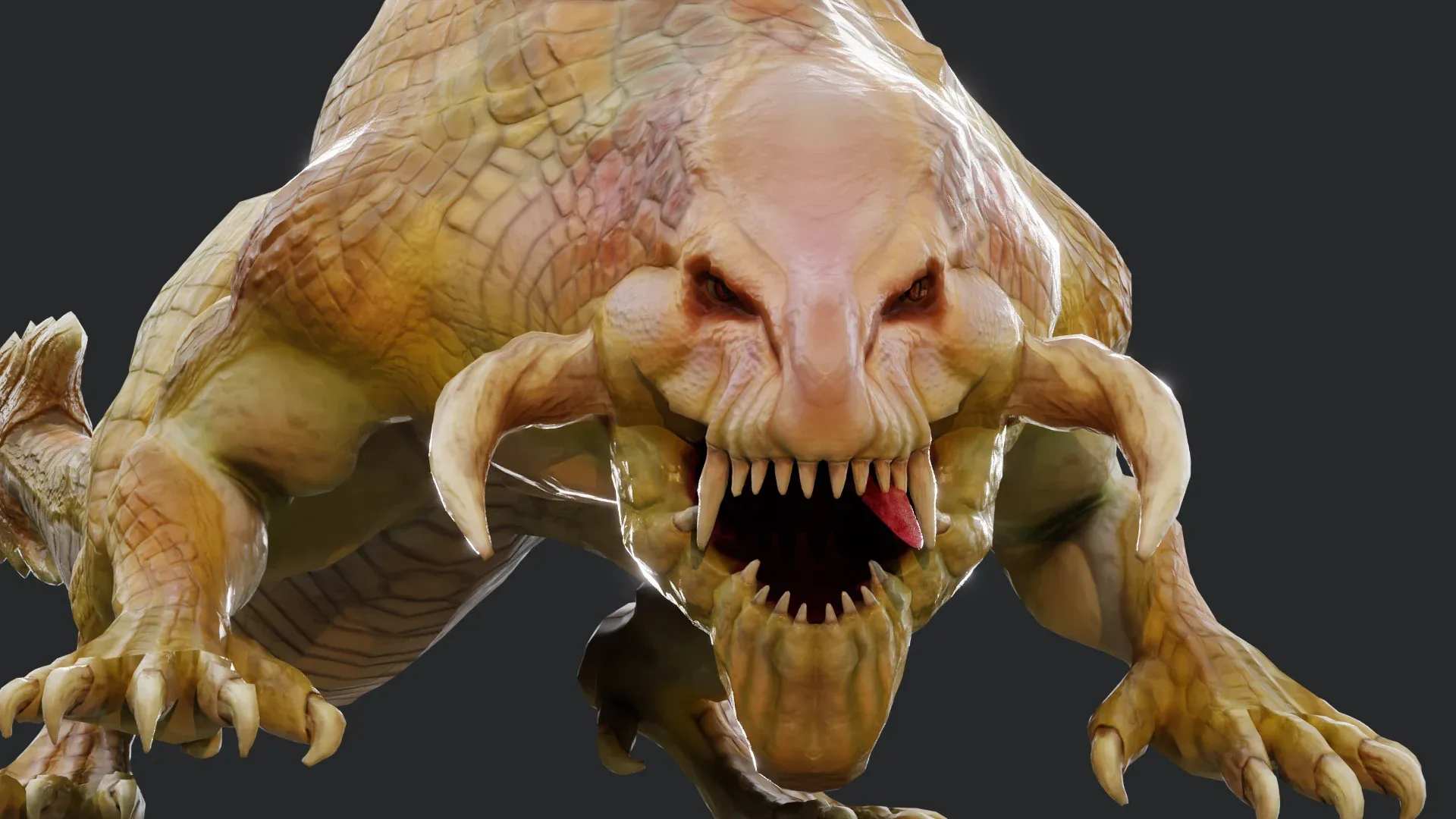 Earth dragon model - reptile monster rigged creature for Blender