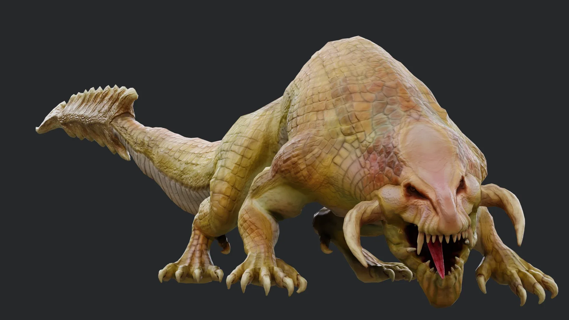 Earth dragon model - reptile monster rigged creature for Blender