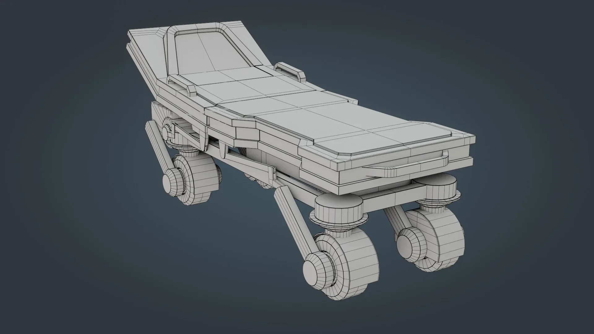 Hospital Stretcher - Low Poly - Game Ready - PBR