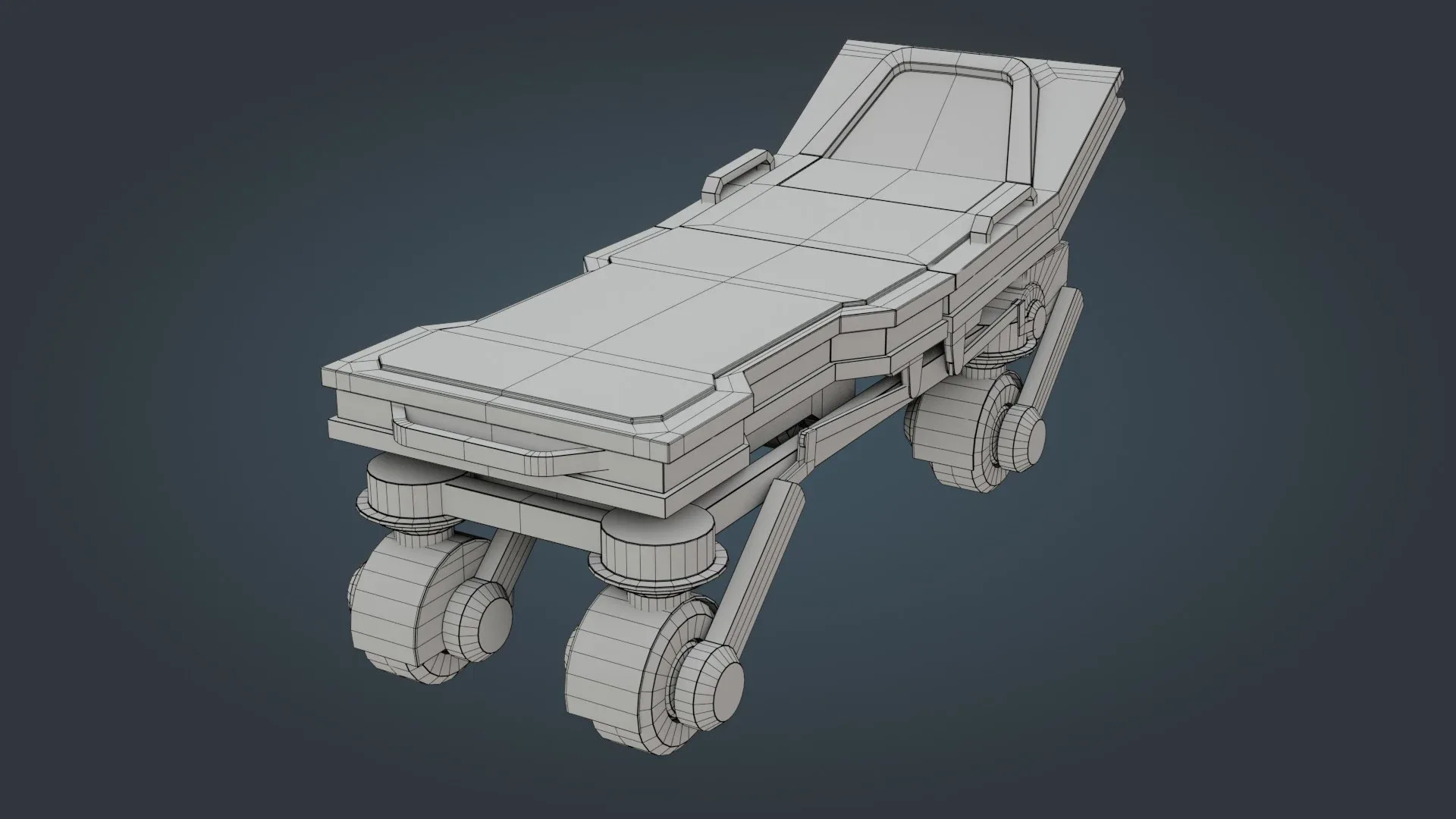 Hospital Stretcher - Low Poly - Game Ready - PBR