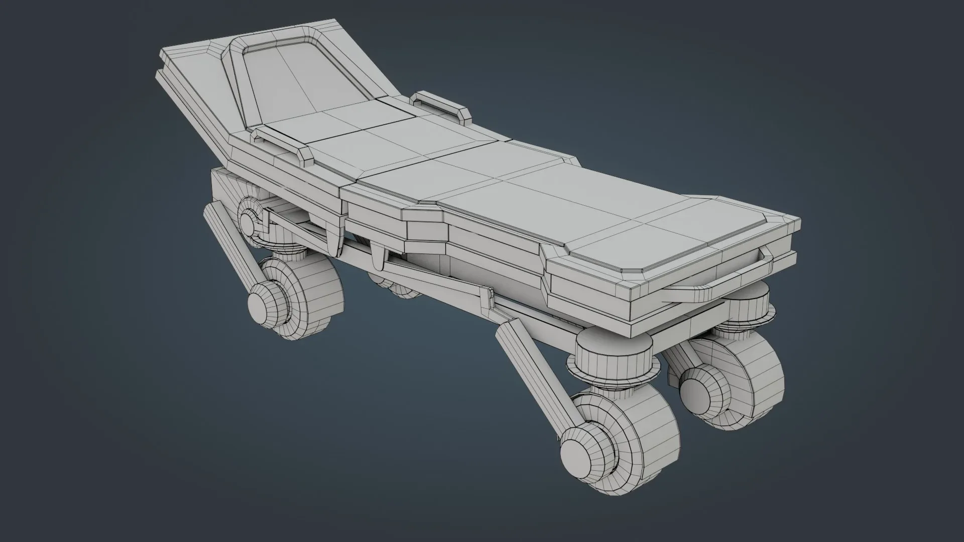 Hospital Stretcher - Low Poly - Game Ready - PBR