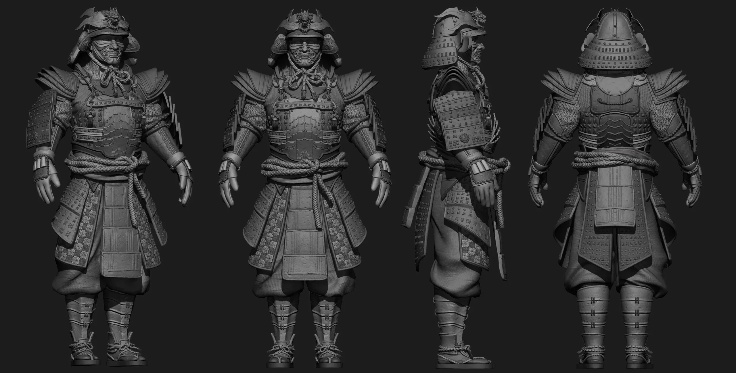 Highpoly Samurai Character Sculpted in Zbrush 2019 Highpoly