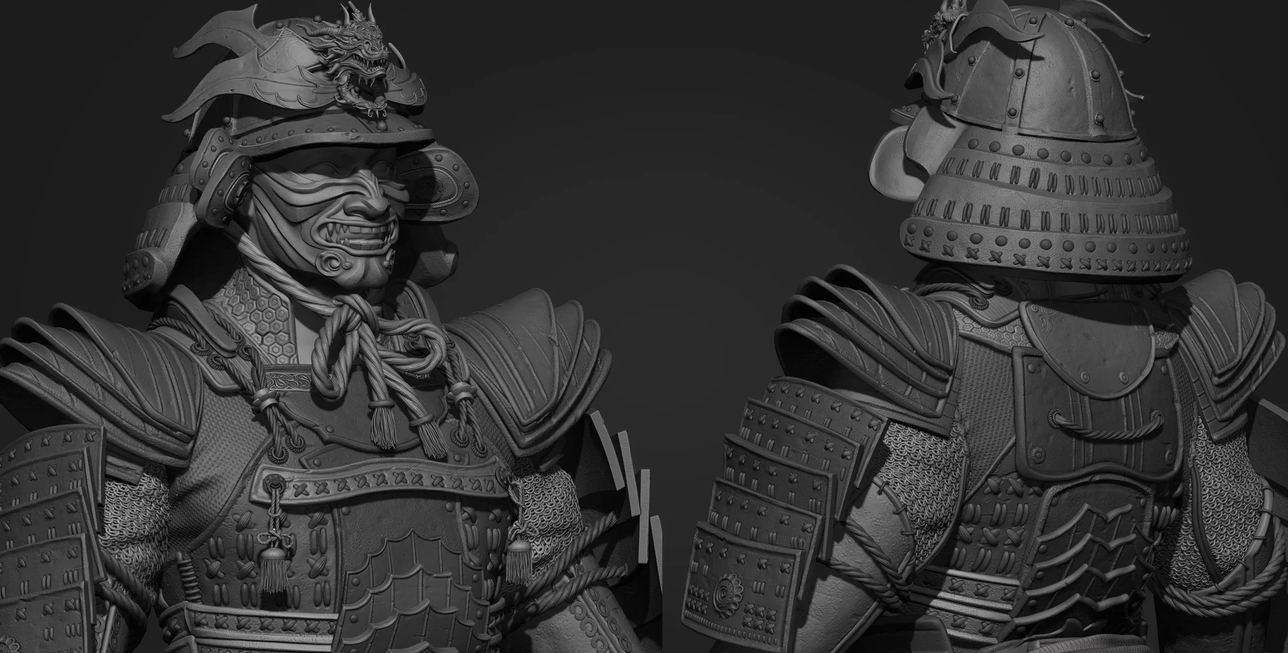 Highpoly Samurai Character Sculpted in Zbrush 2019 Highpoly