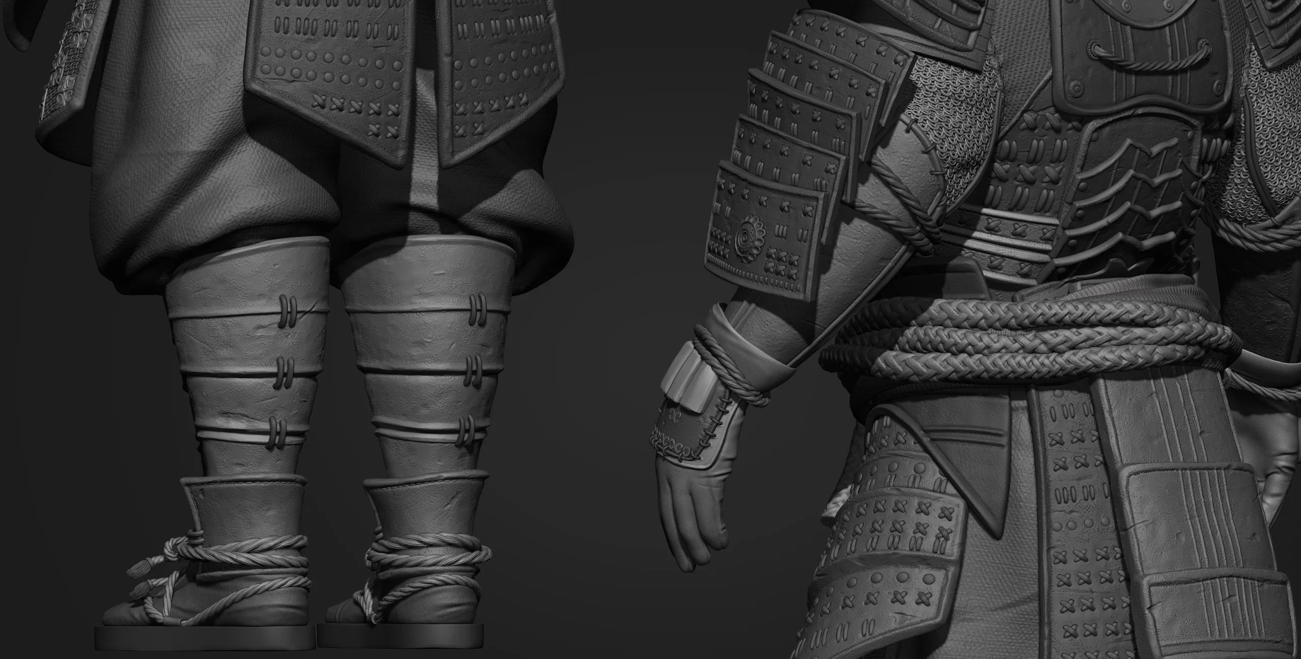 Highpoly Samurai Character Sculpted in Zbrush 2019 Highpoly