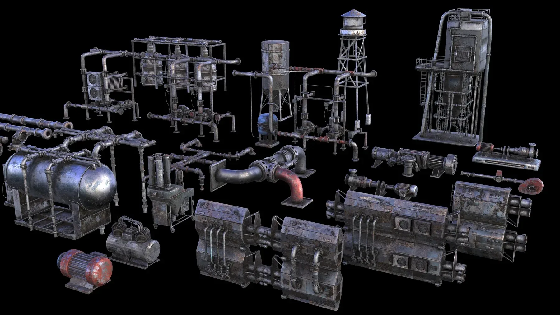 PBR Industrial Kitbash V2 - 200+ Models (Free Sample)