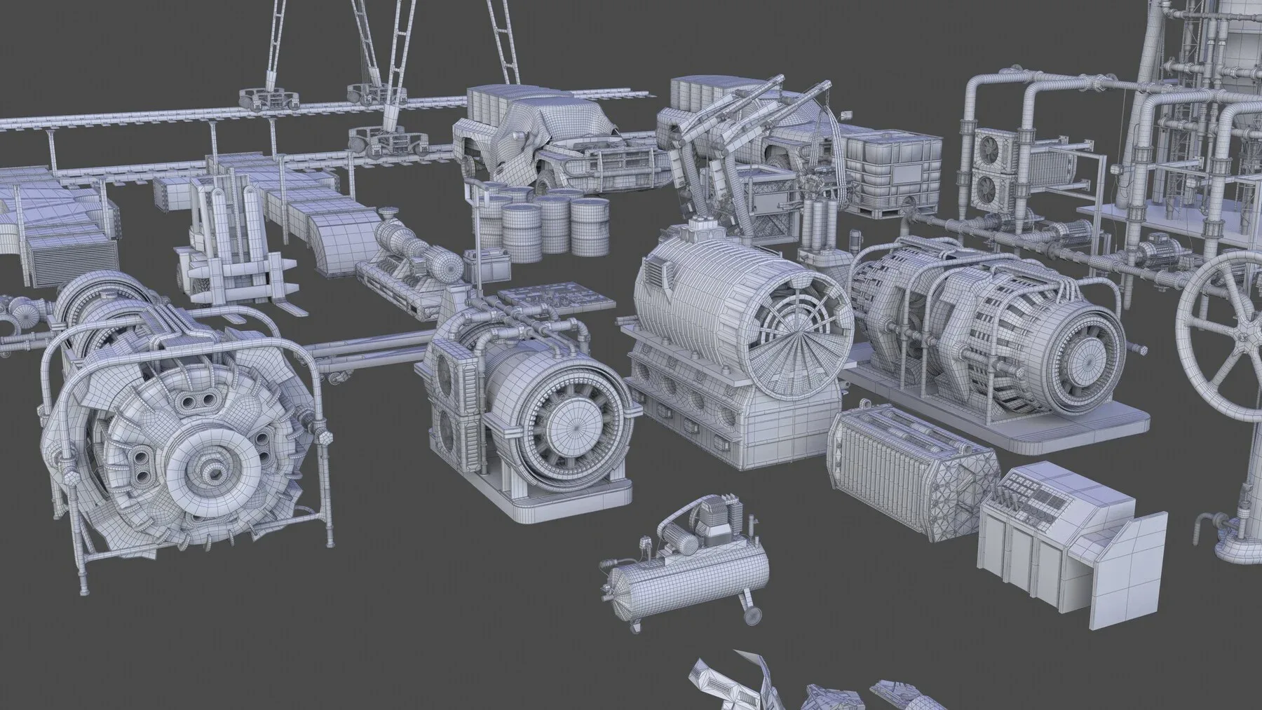 PBR Industrial Kitbash V2 - 200+ Models (Free Sample)