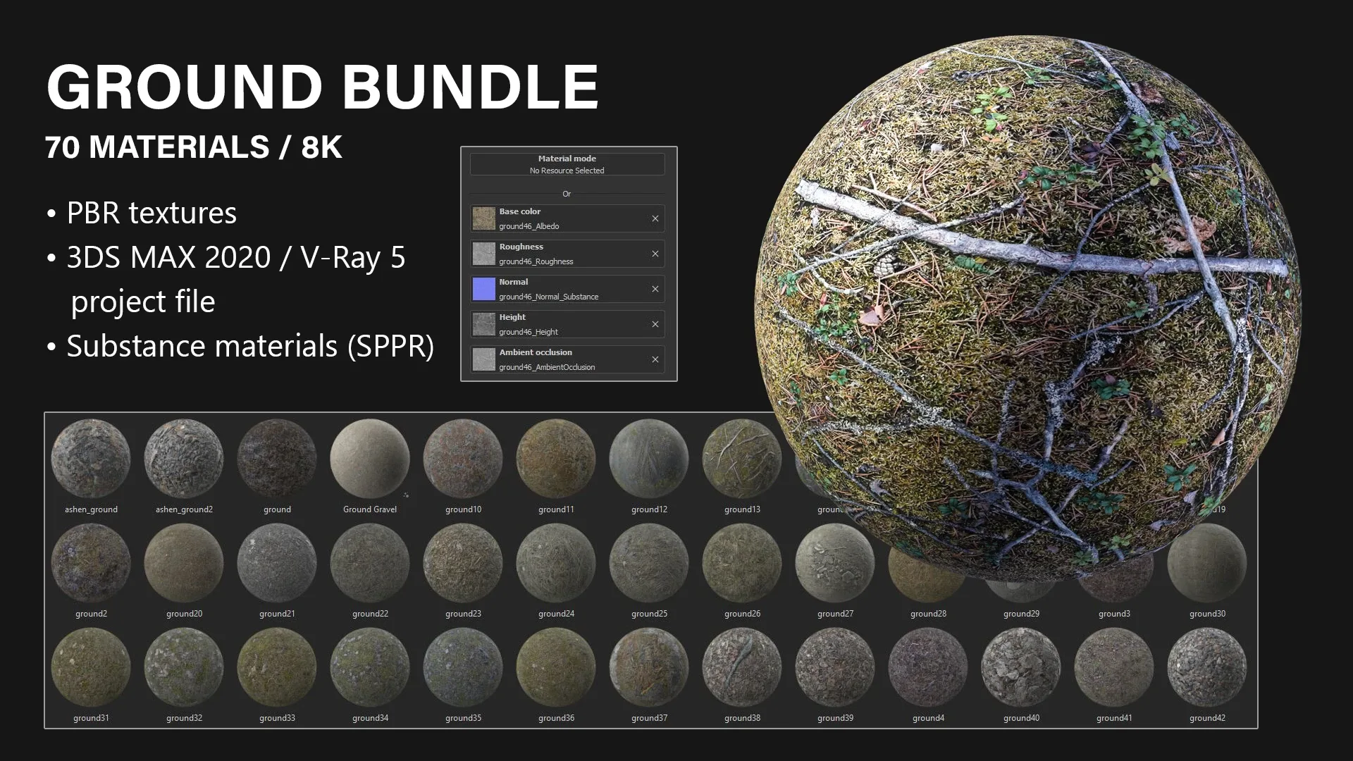 PBR Ground Bundle - 70 8K Seamless Textures (Free Sample)