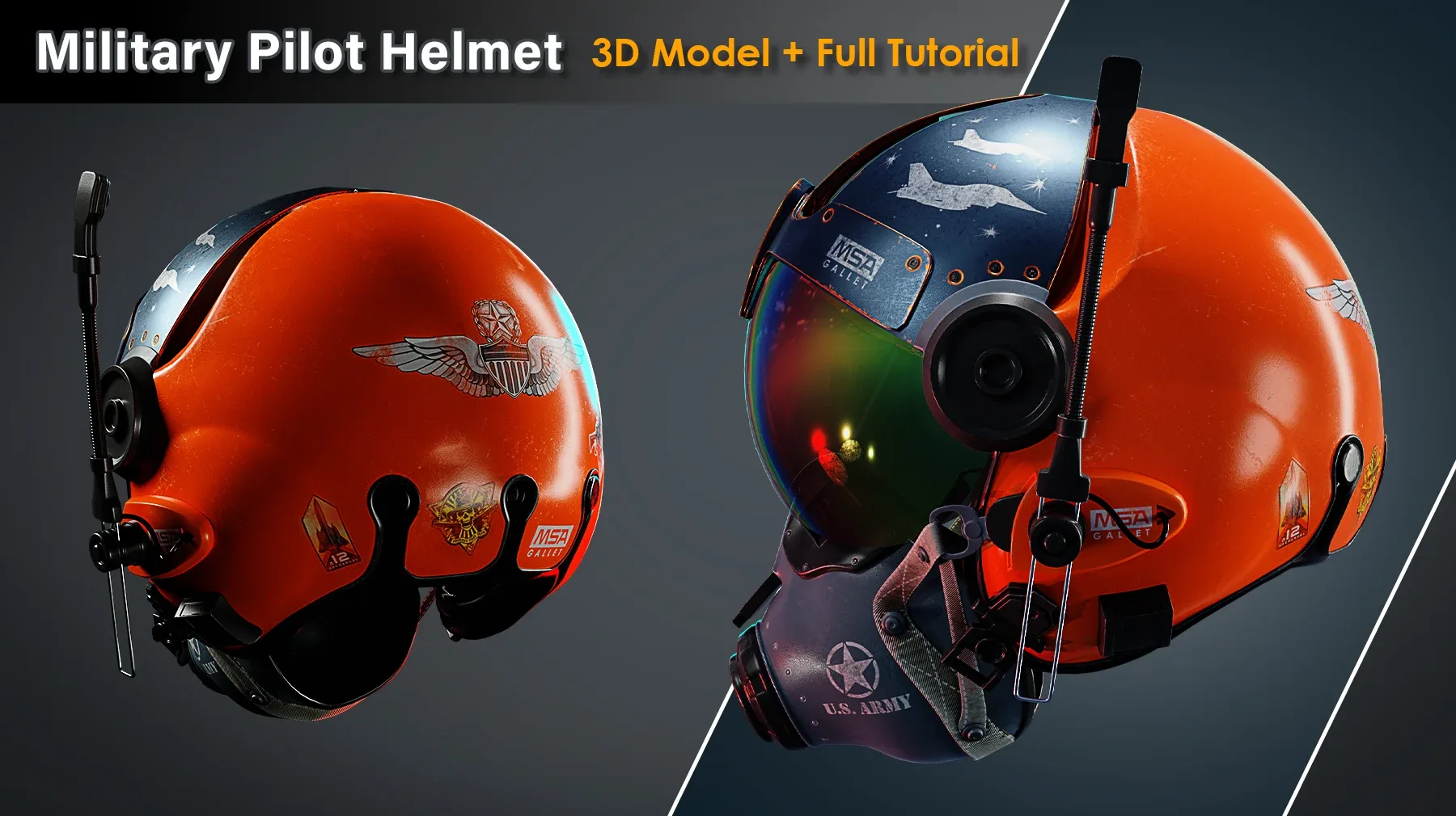 Military Pilot Helmet / Full Tutorial + 3D Model