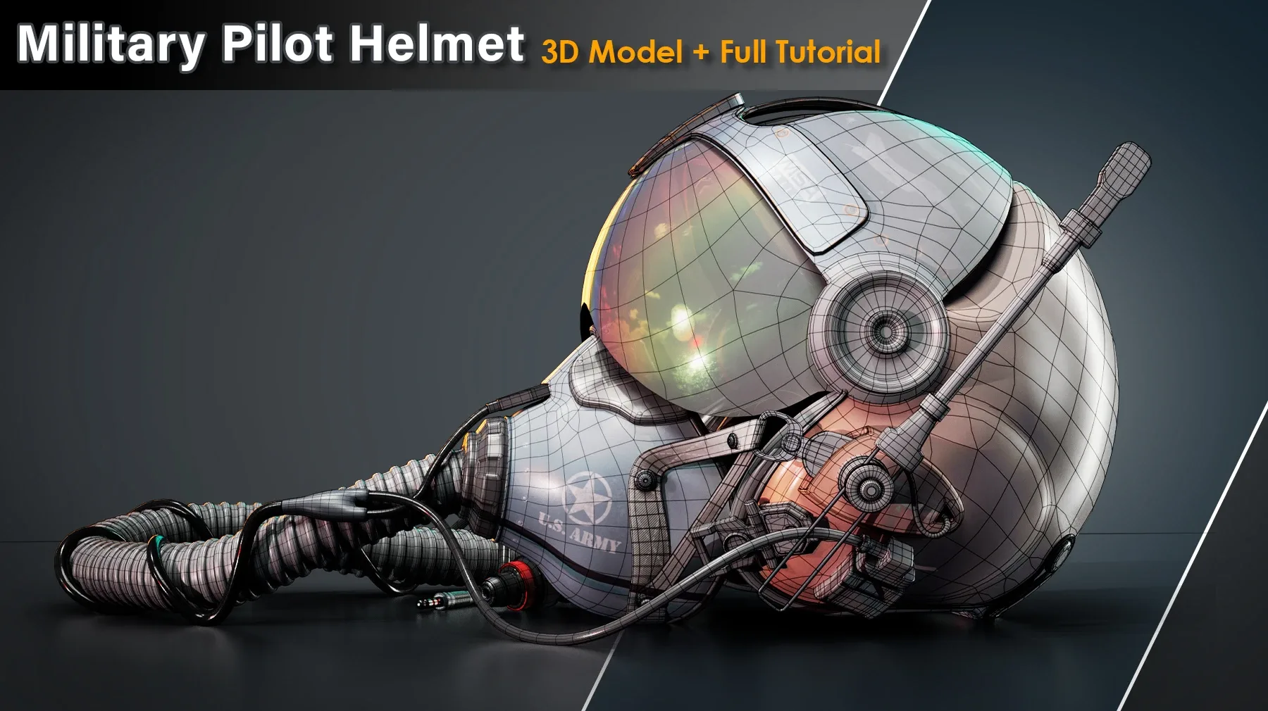 Military Pilot Helmet / Full Tutorial + 3D Model