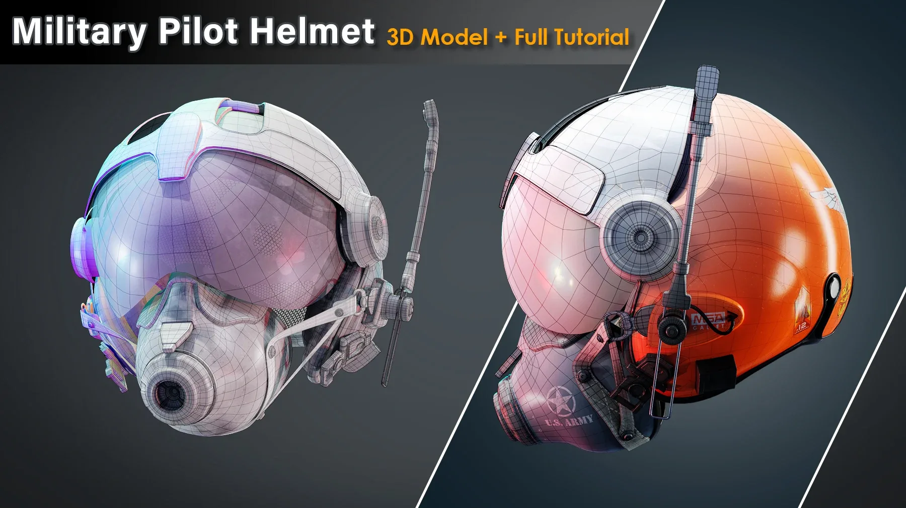 Military Pilot Helmet / Full Tutorial + 3D Model