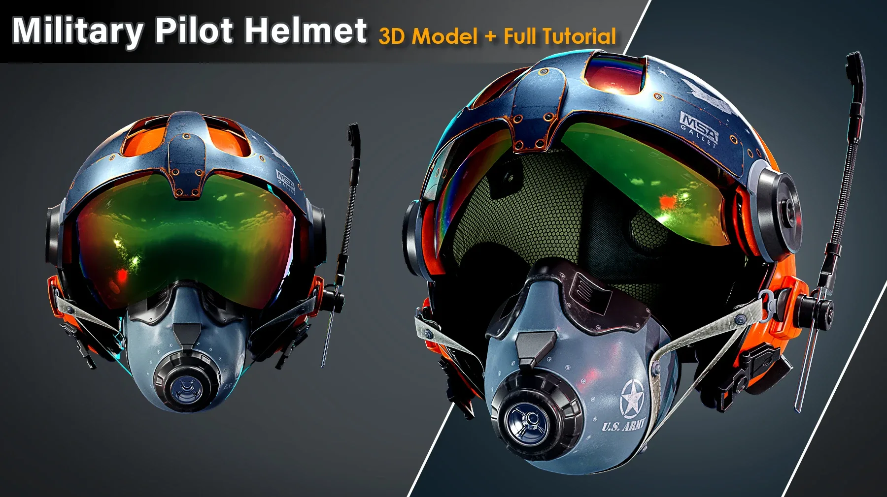 Military Pilot Helmet / Full Tutorial + 3D Model