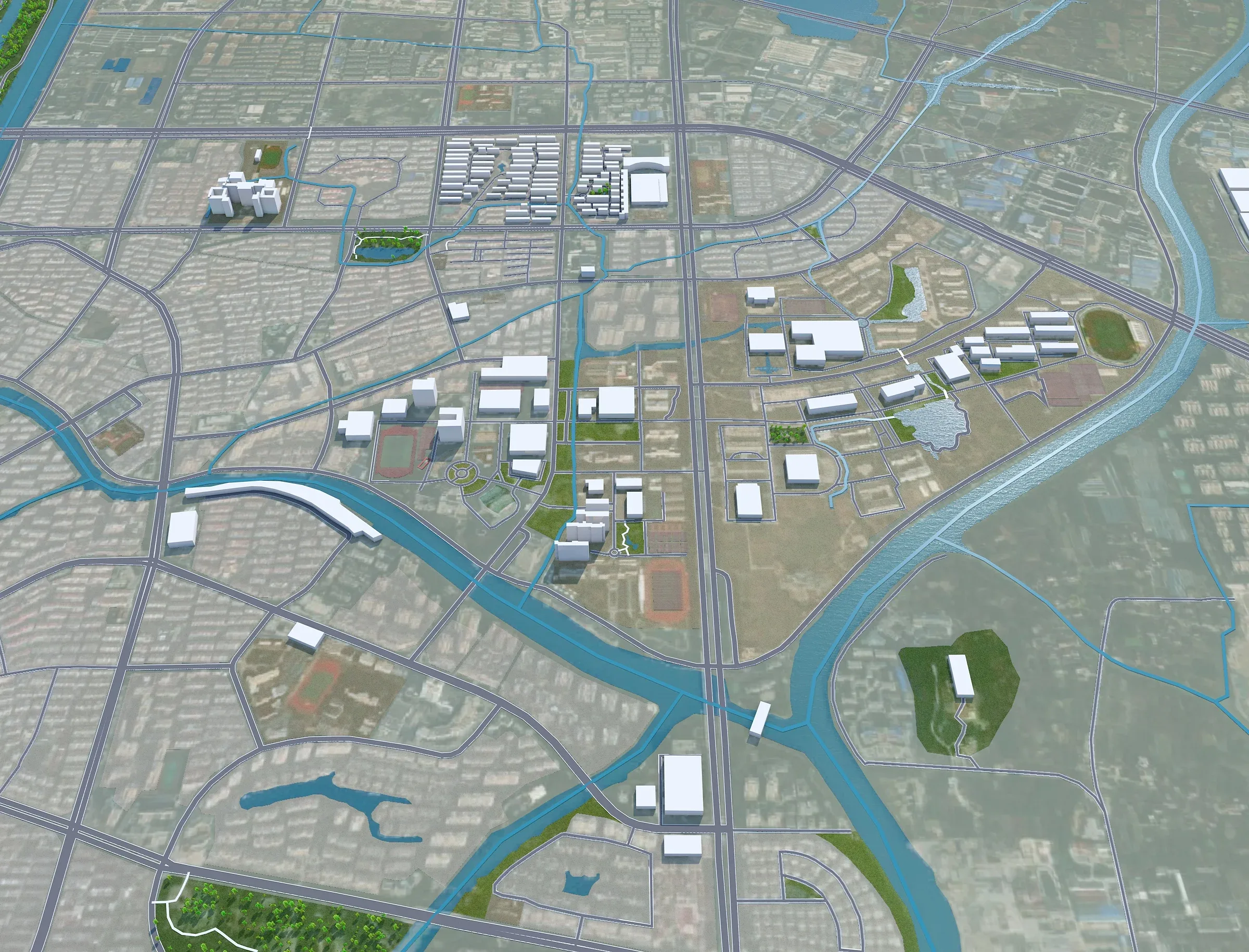 Huzhou city Zhejiang China 3d model 50km