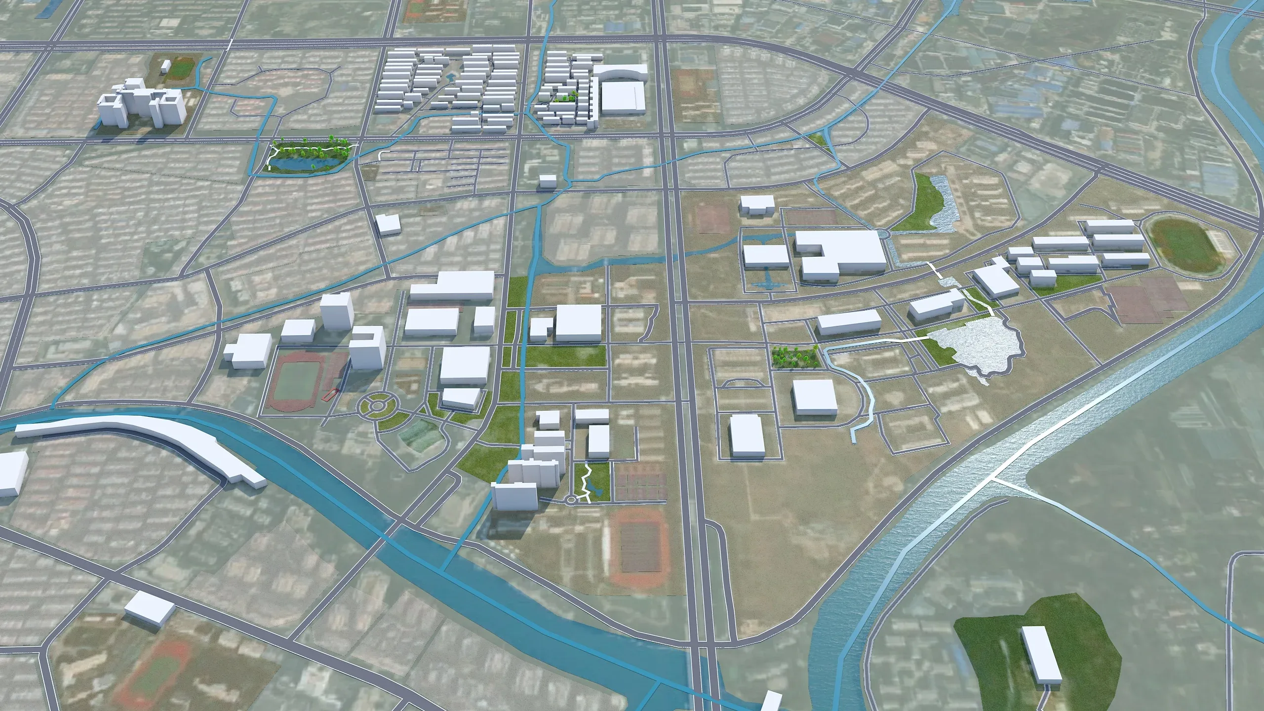 Huzhou city Zhejiang China 3d model 50km