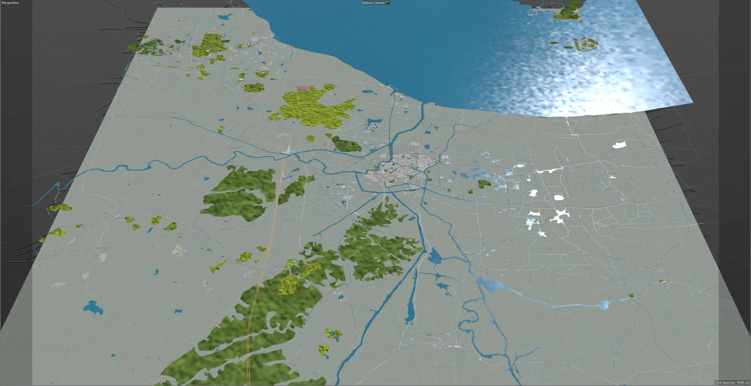 Huzhou city Zhejiang China 3d model 50km