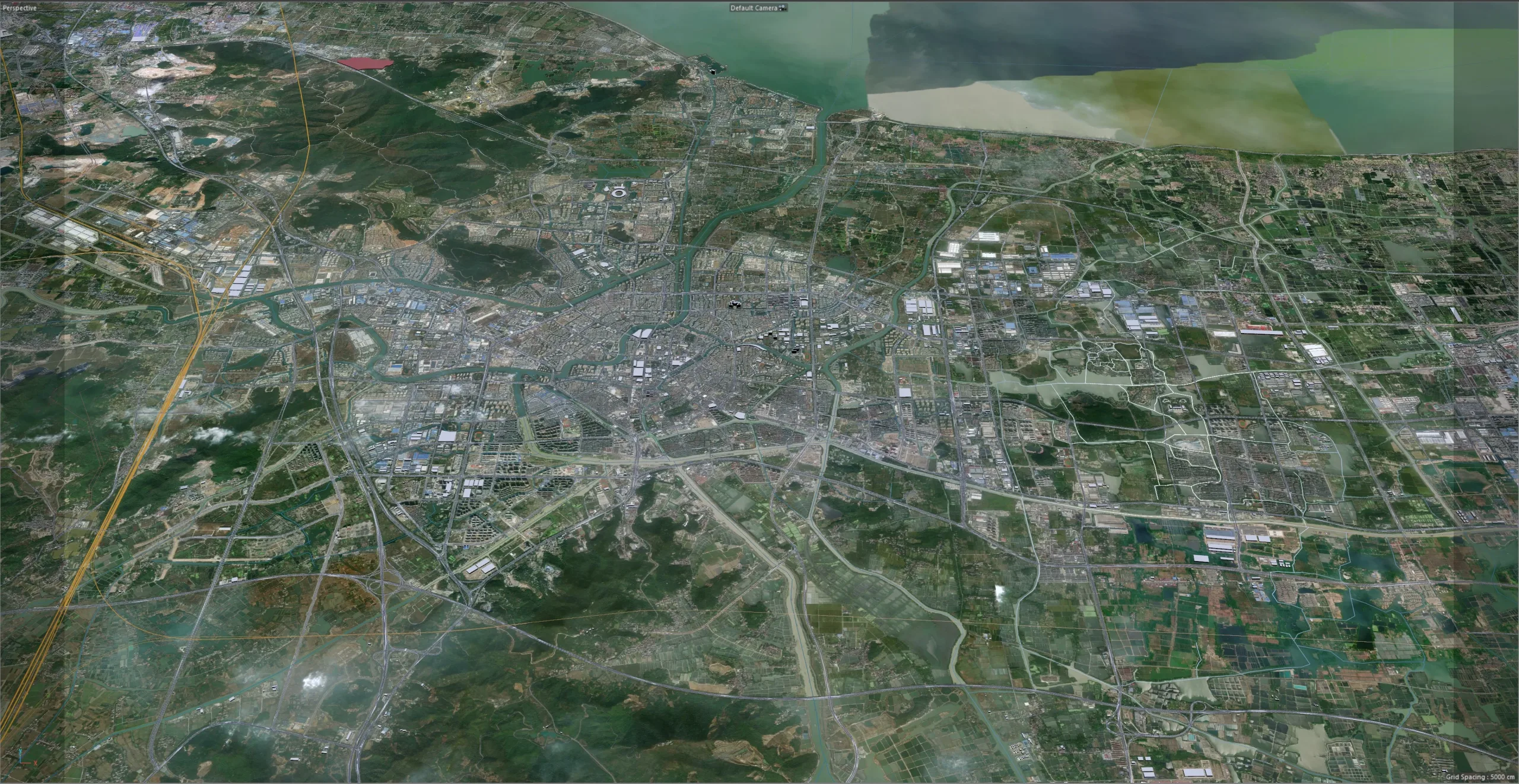 Huzhou city Zhejiang China 3d model 50km