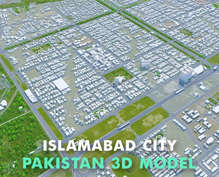 Islamabad city Pakistan 3d model 50km