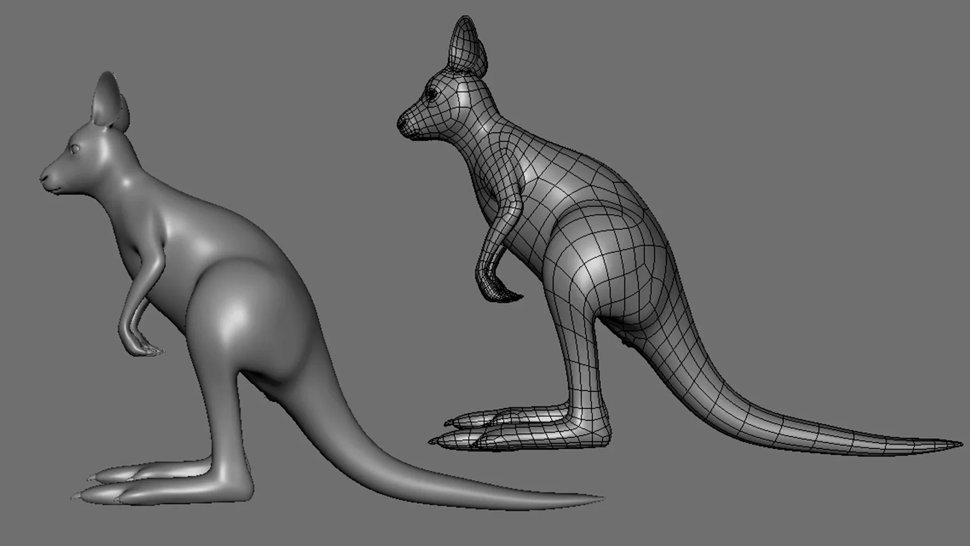 Kangaroo Family BaseMesh - Topology + UV Map