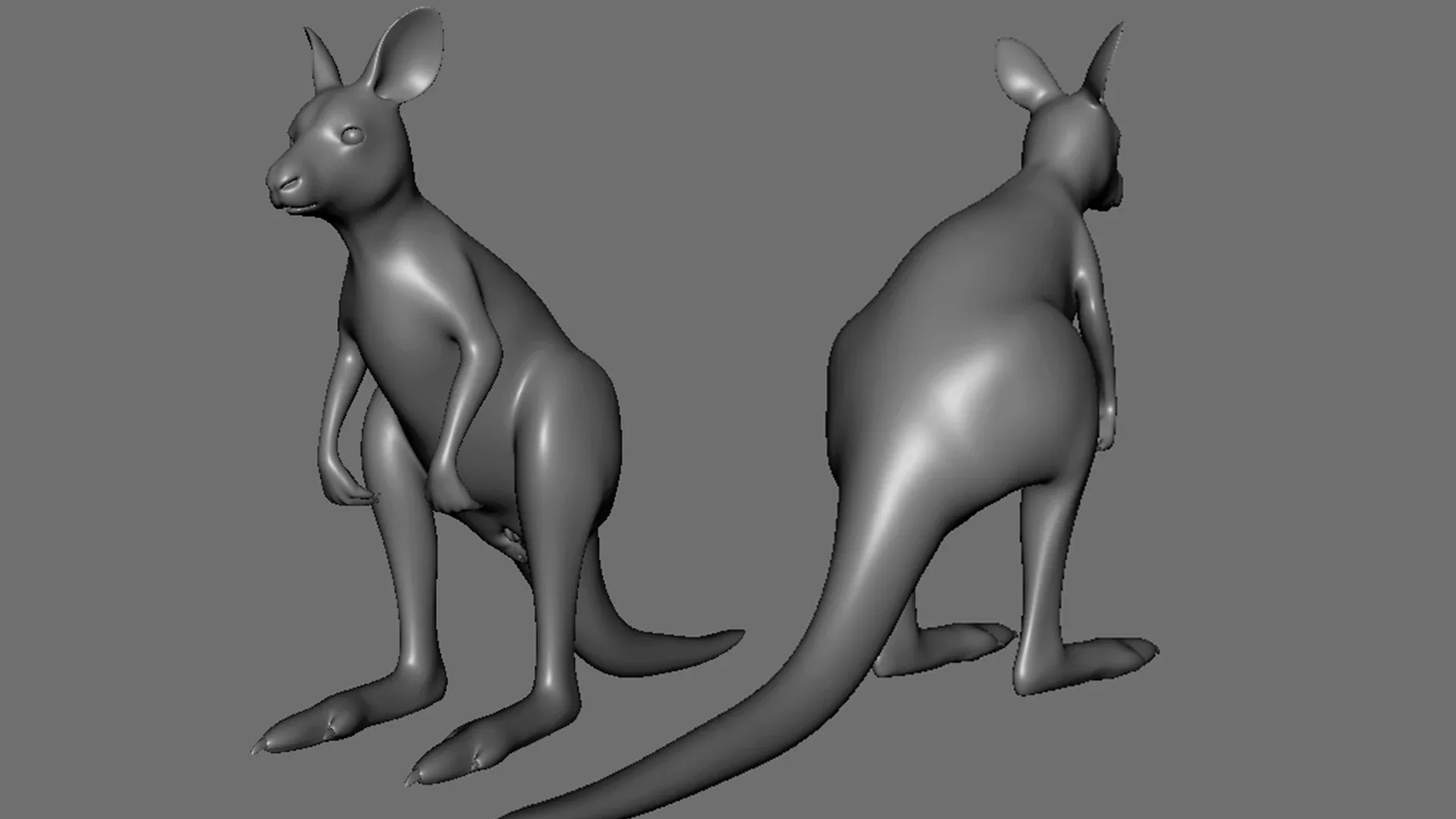 Kangaroo Family BaseMesh - Topology + UV Map