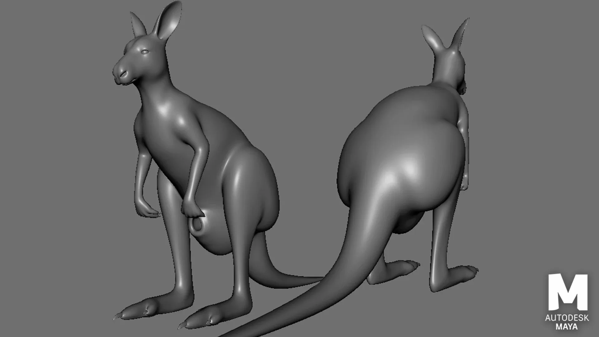 Kangaroo Family BaseMesh - Topology + UV Map