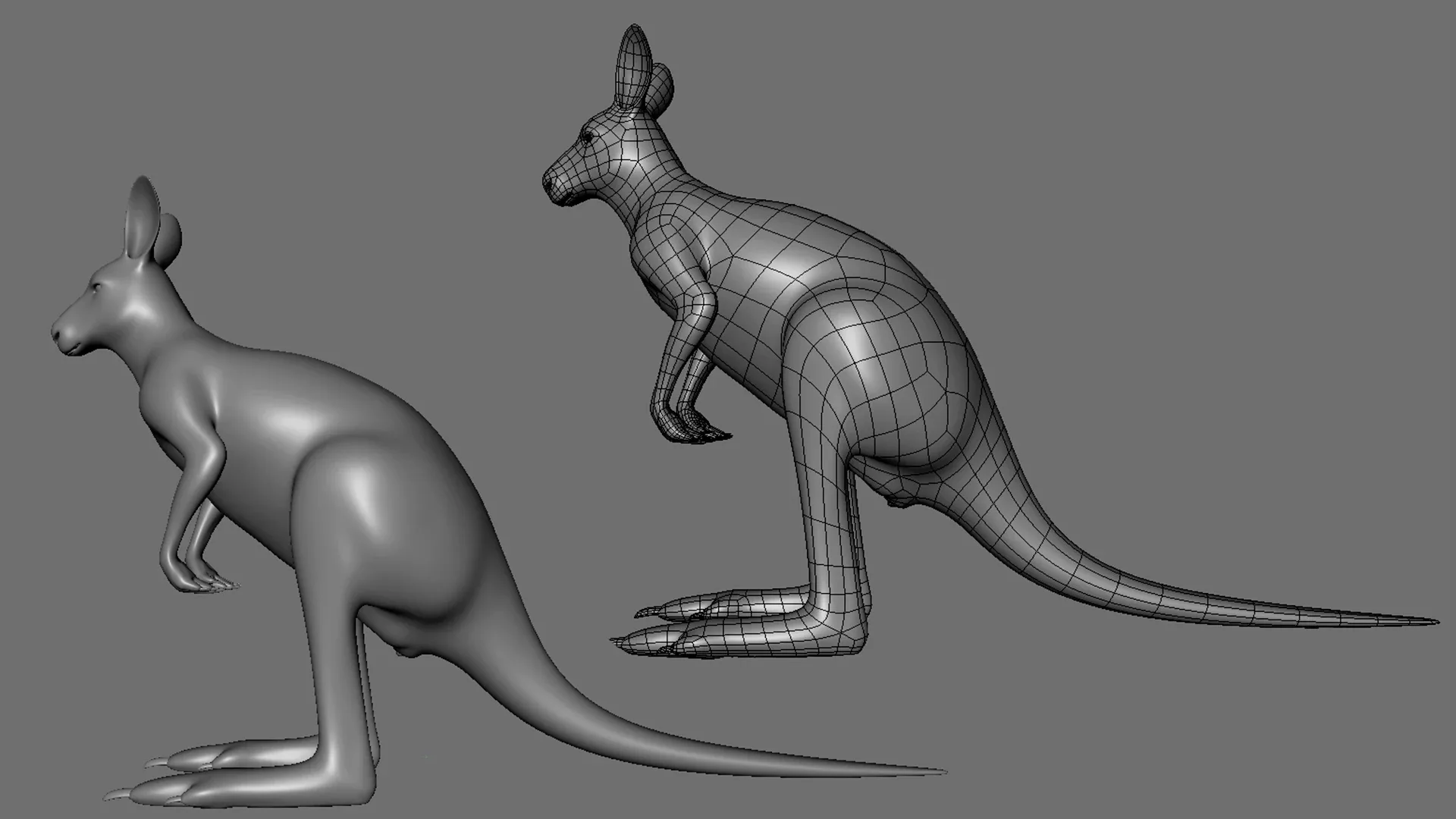 Kangaroo Family BaseMesh - Topology + UV Map