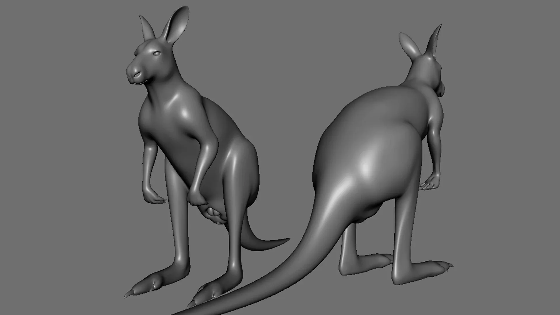 Kangaroo Family BaseMesh - Topology + UV Map