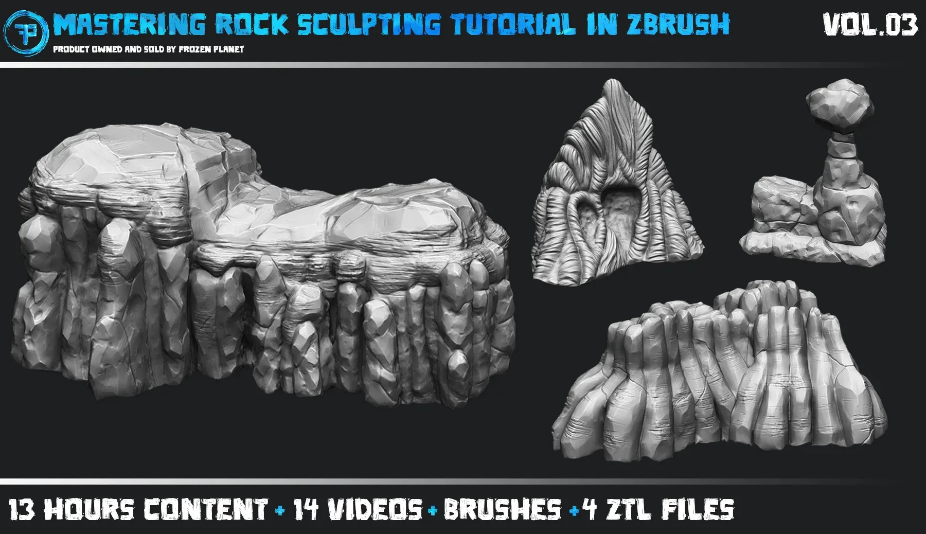 Mastering Rock Sculpting Tutorial in Zbrush Vol 03