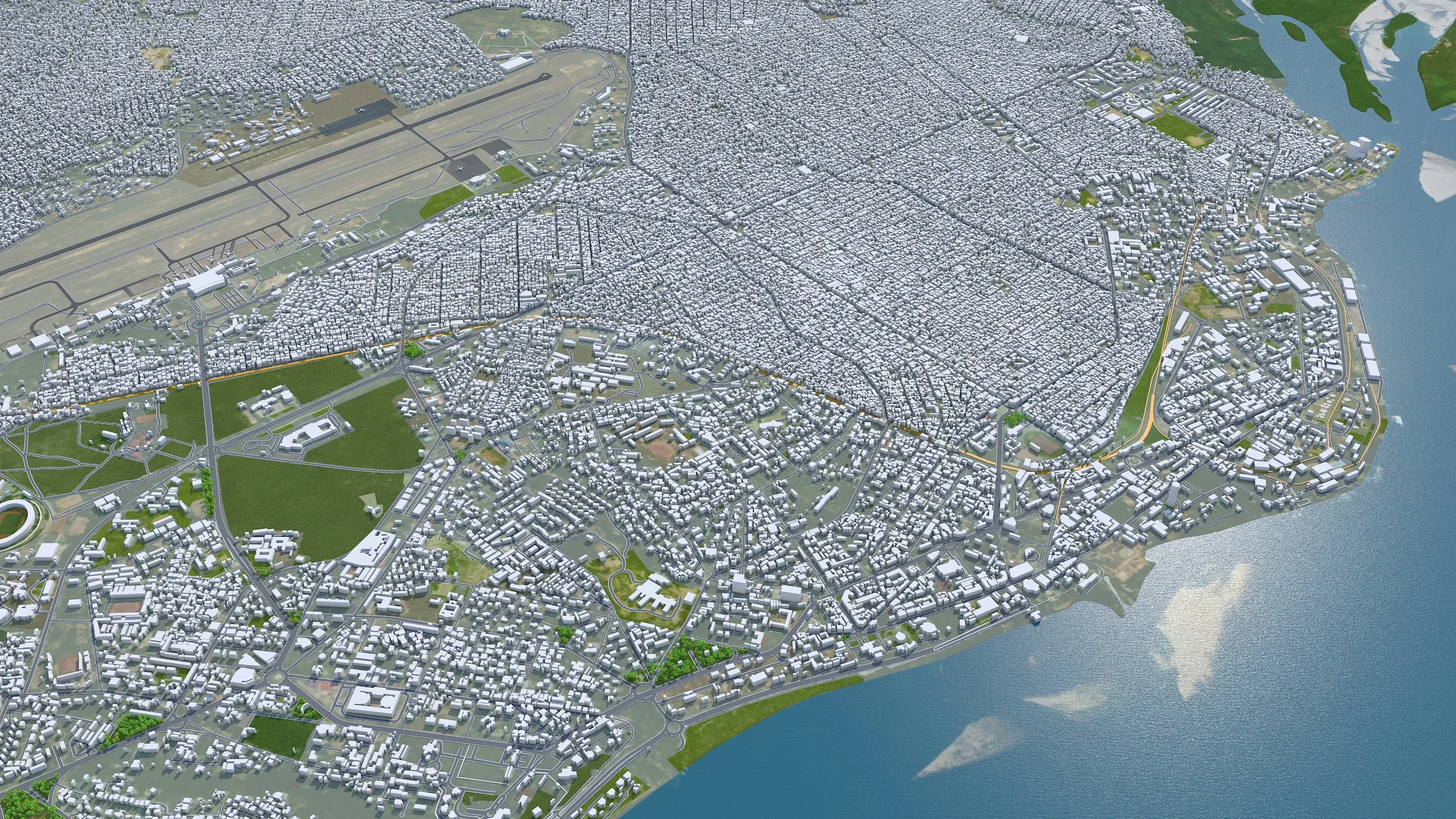 Kinshasa city Brazzaville Dr Congo 3d model 45km