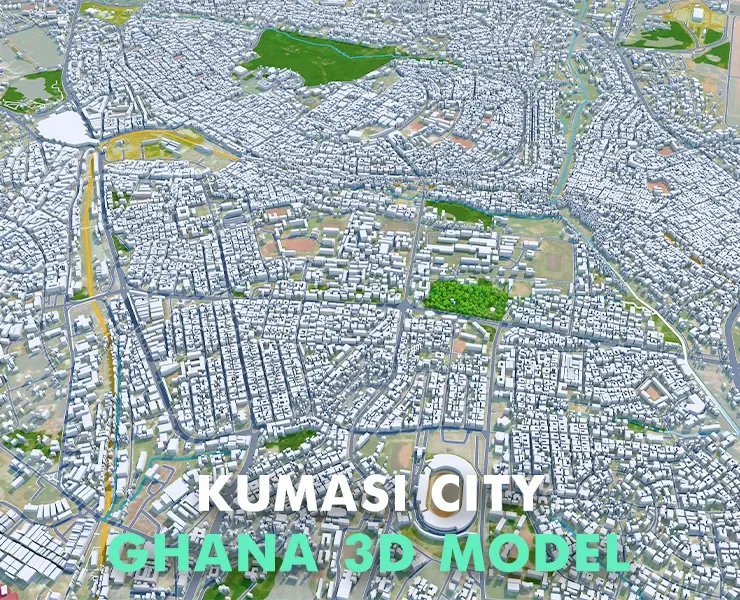 Kumasi city Ghana 3d model 45km