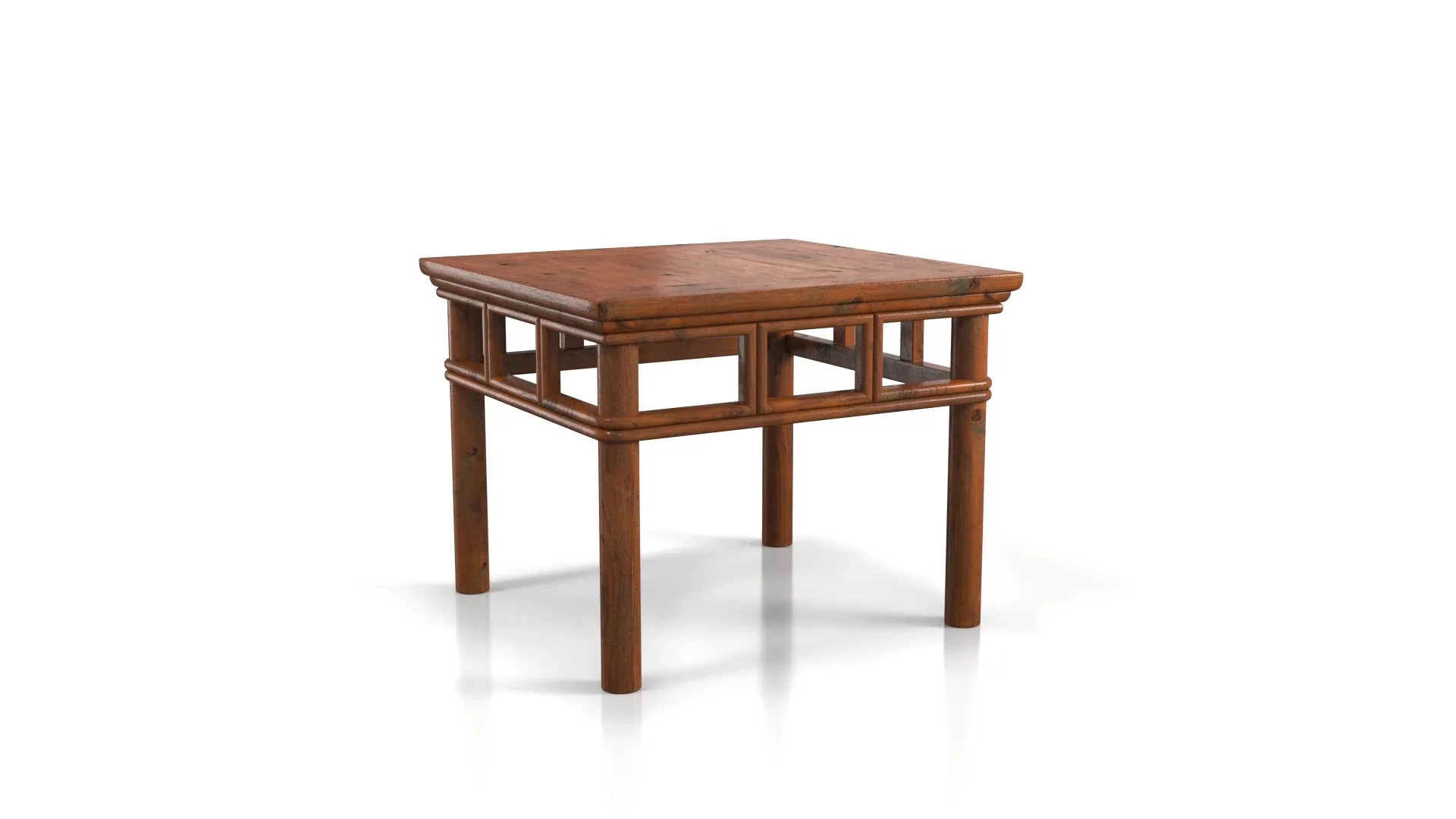 Chinese Elmwood Table with Pierced Apron