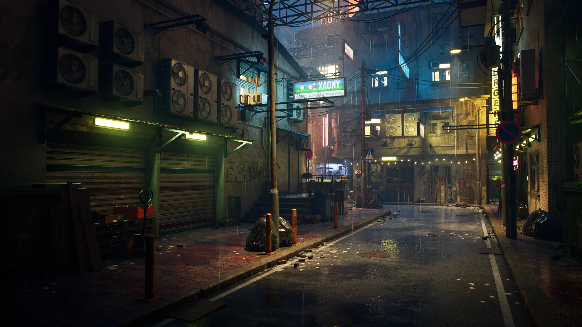 Rainy Neon Streets - Unreal Engine