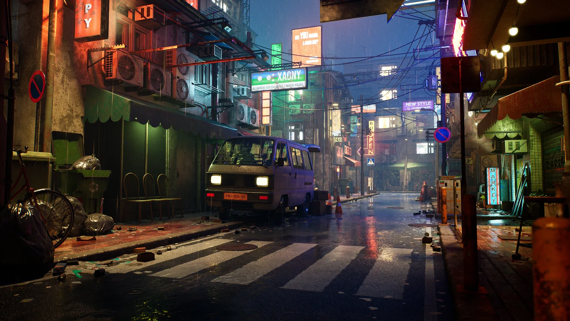 Rainy Neon Streets - Unreal Engine