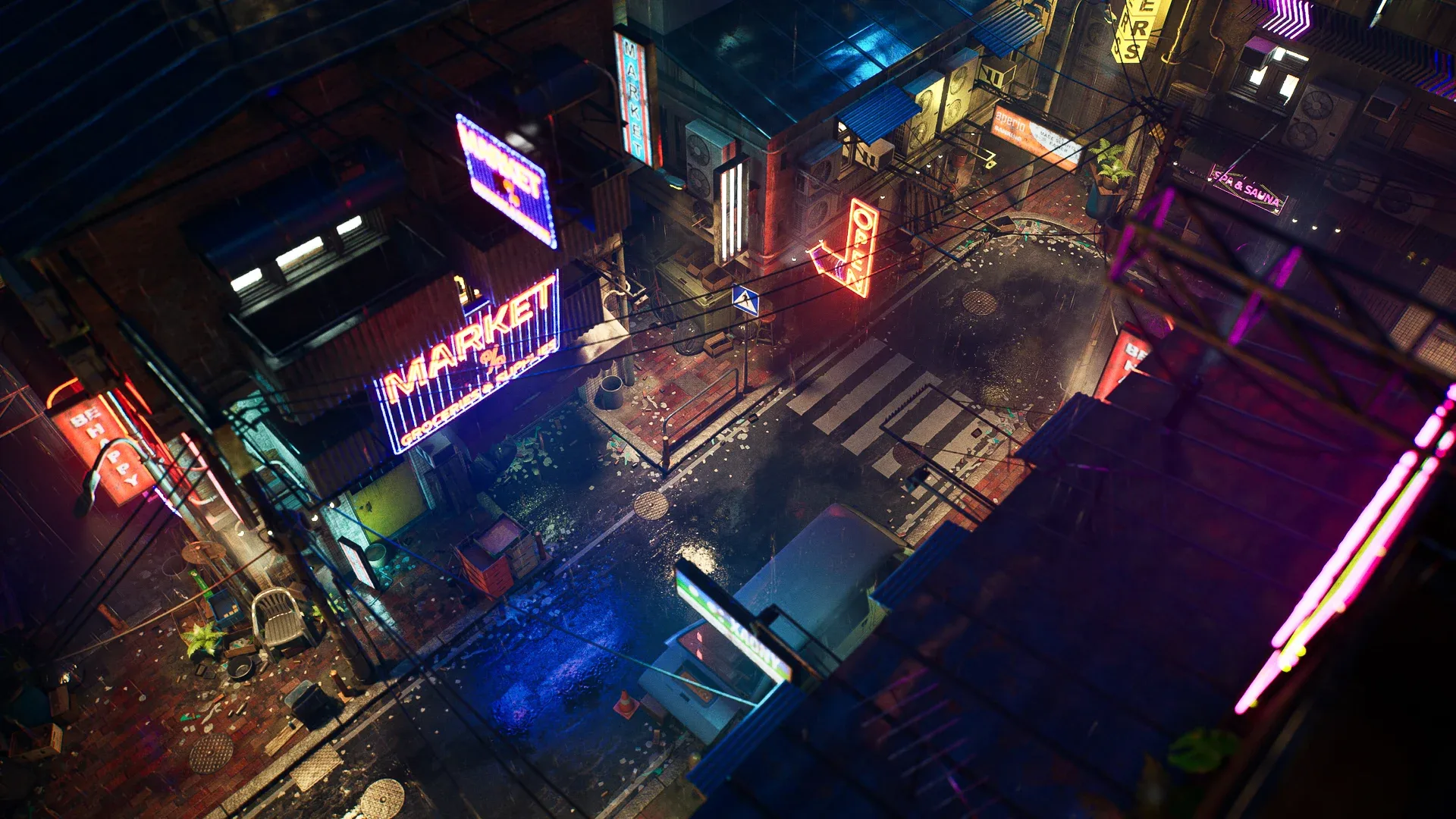 Rainy Neon Streets - Unreal Engine