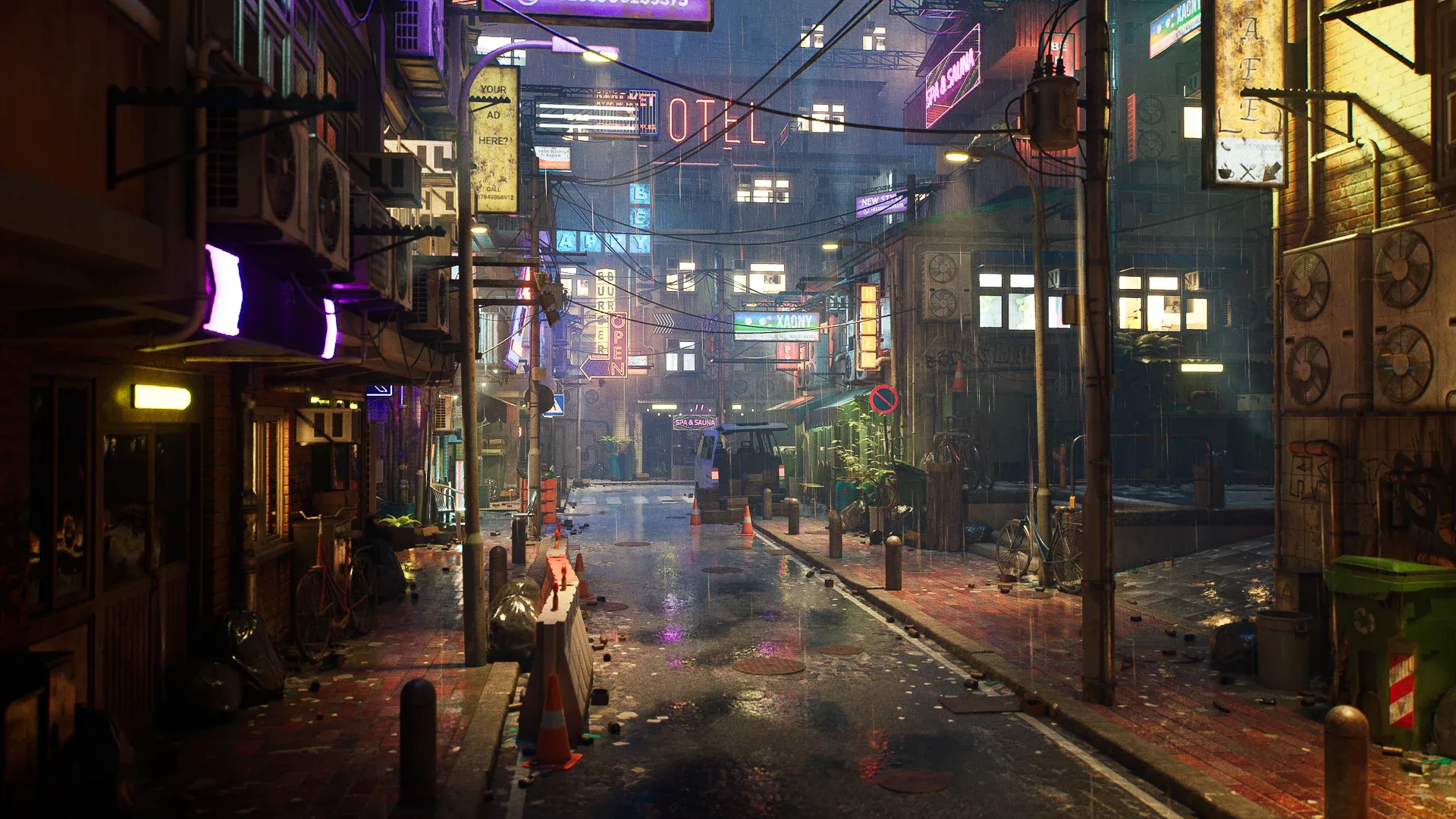 Rainy Neon Streets - Unreal Engine